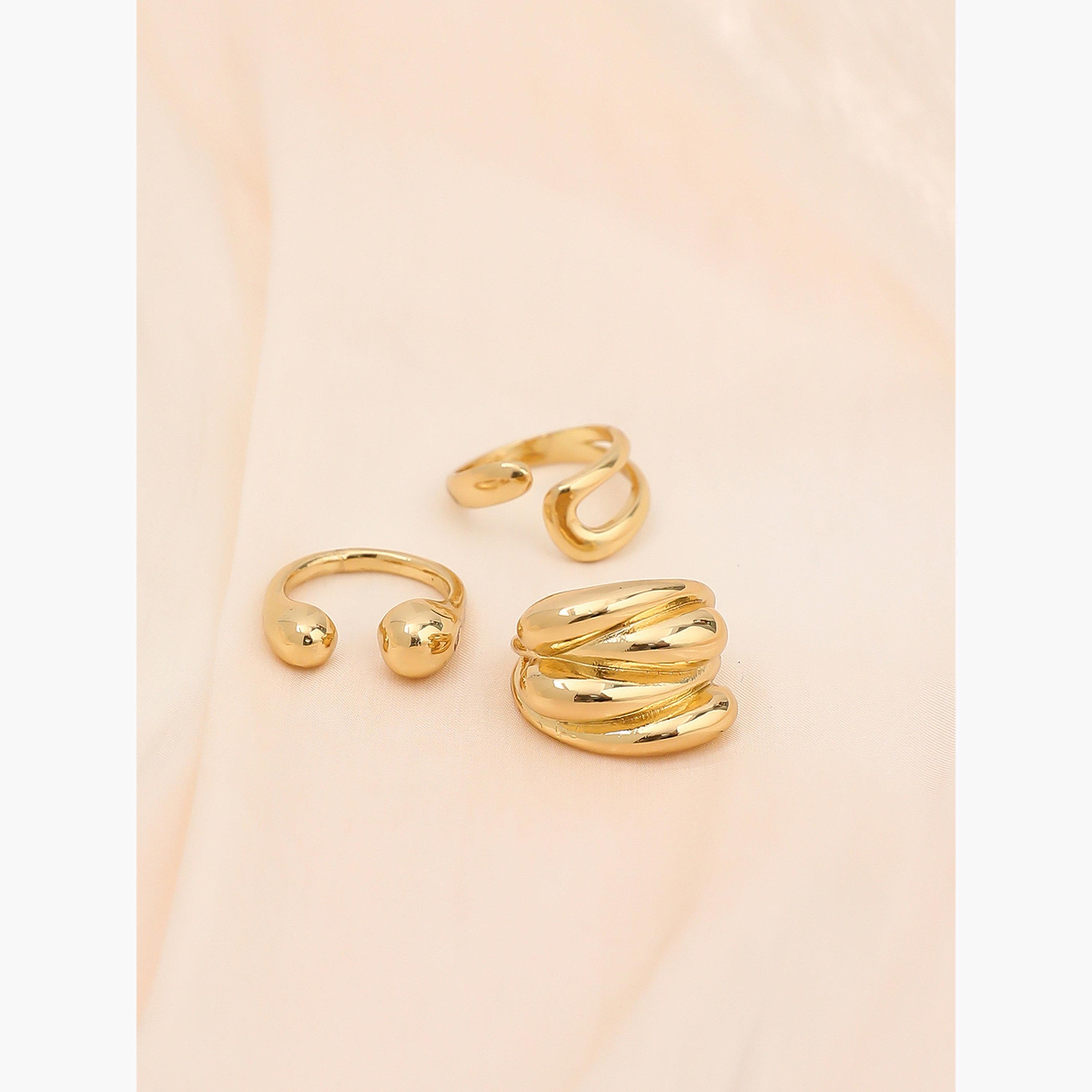 تيك تو - مجموعة من 3 خواتم ذهبية اللون-women-watchesandjewellery-jewellery-rings-image-3