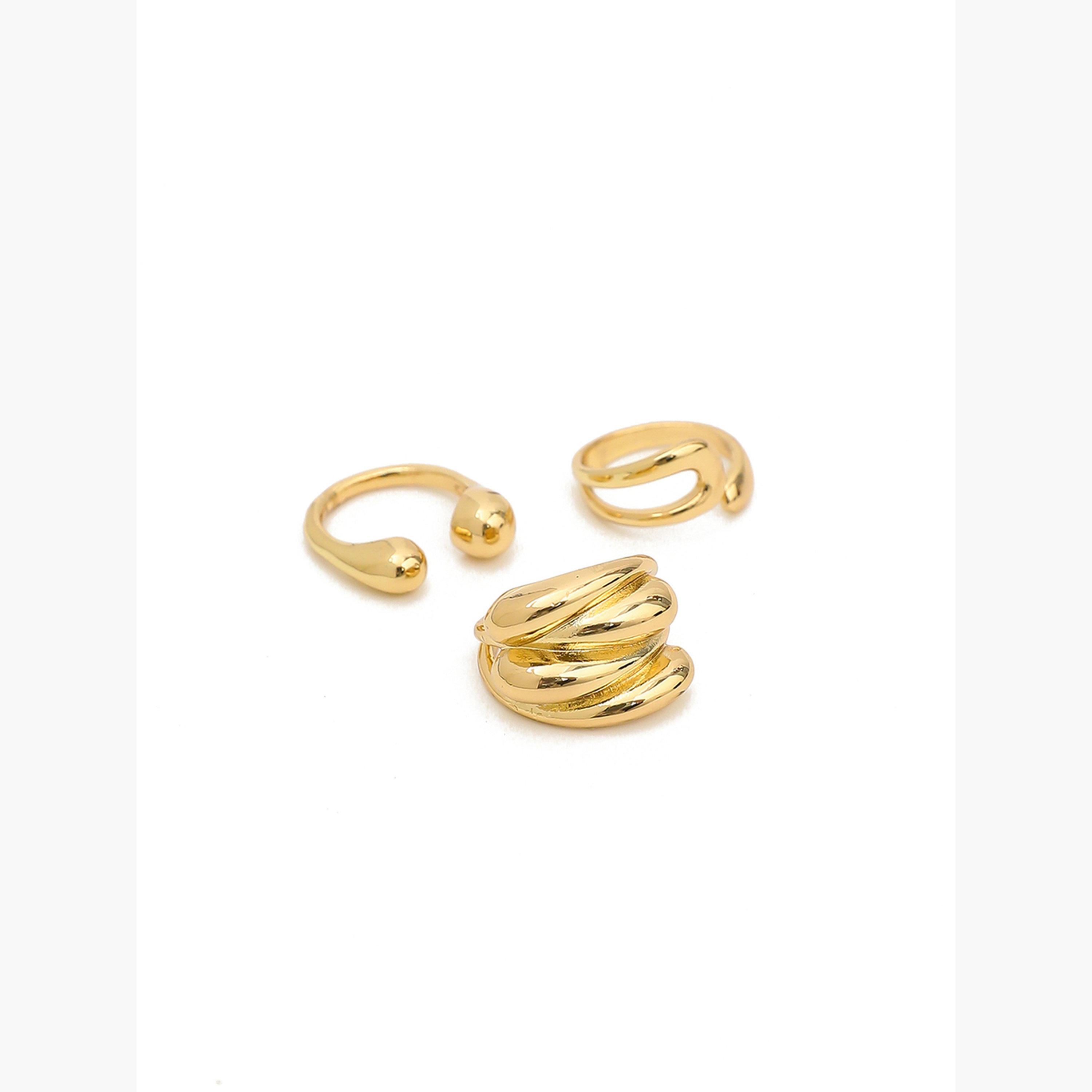 تيك تو - مجموعة من 3 خواتم ذهبية اللون-women-watchesandjewellery-jewellery-rings-image-4