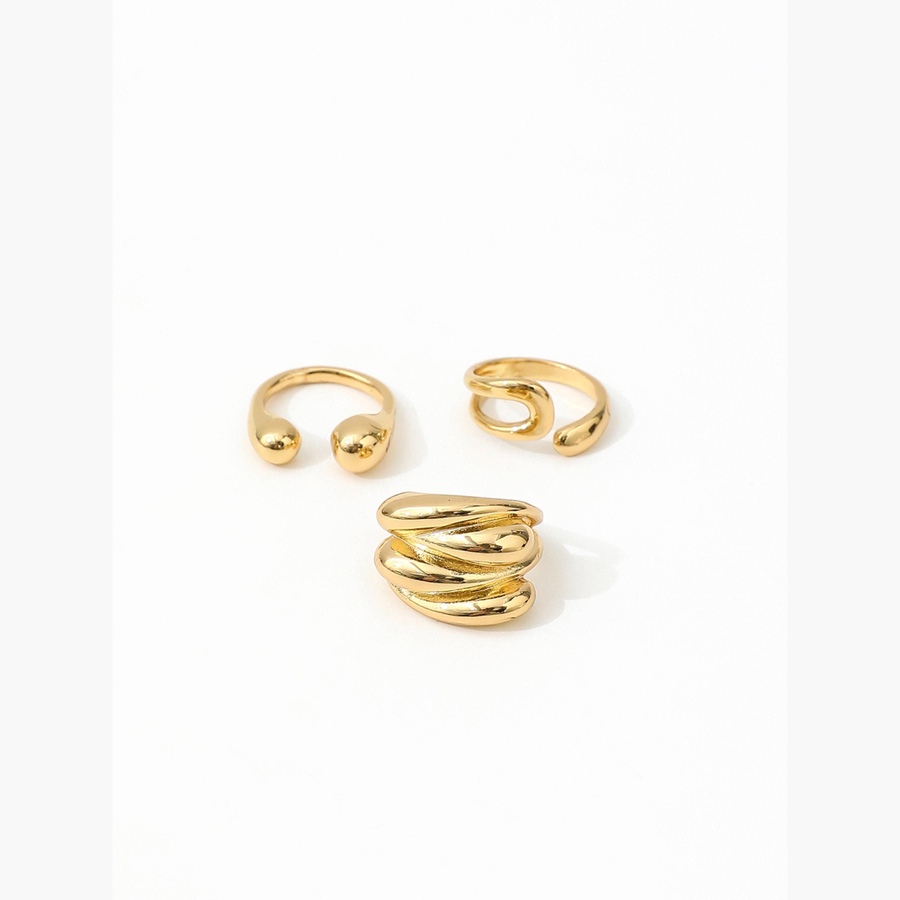 تيك تو - مجموعة من 3 خواتم ذهبية اللون-women-watchesandjewellery-jewellery-rings-image-6