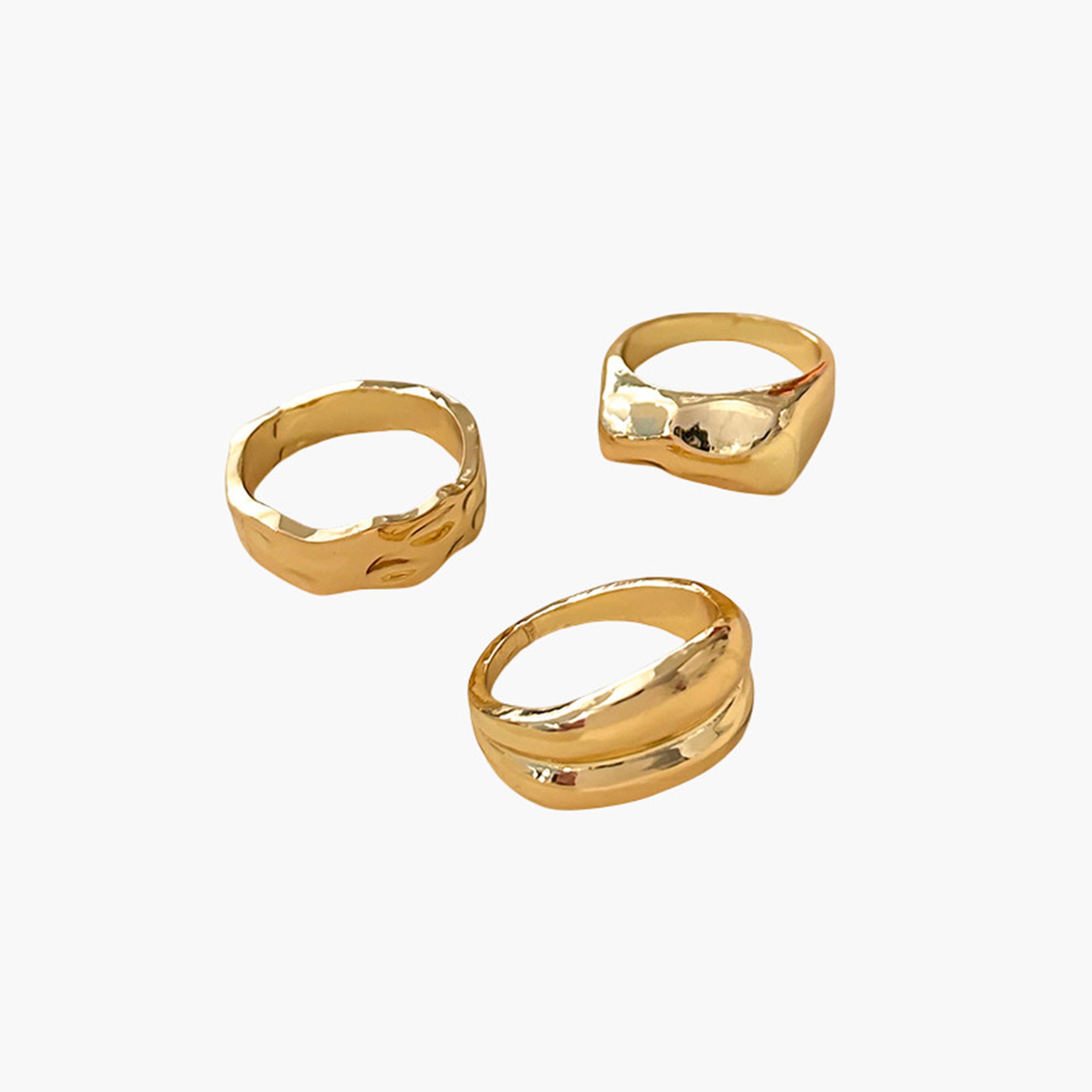 تيك تو - مجموعة من 3 خواتم ذهبية اللون-women-watchesandjewellery-jewellery-rings-image-1