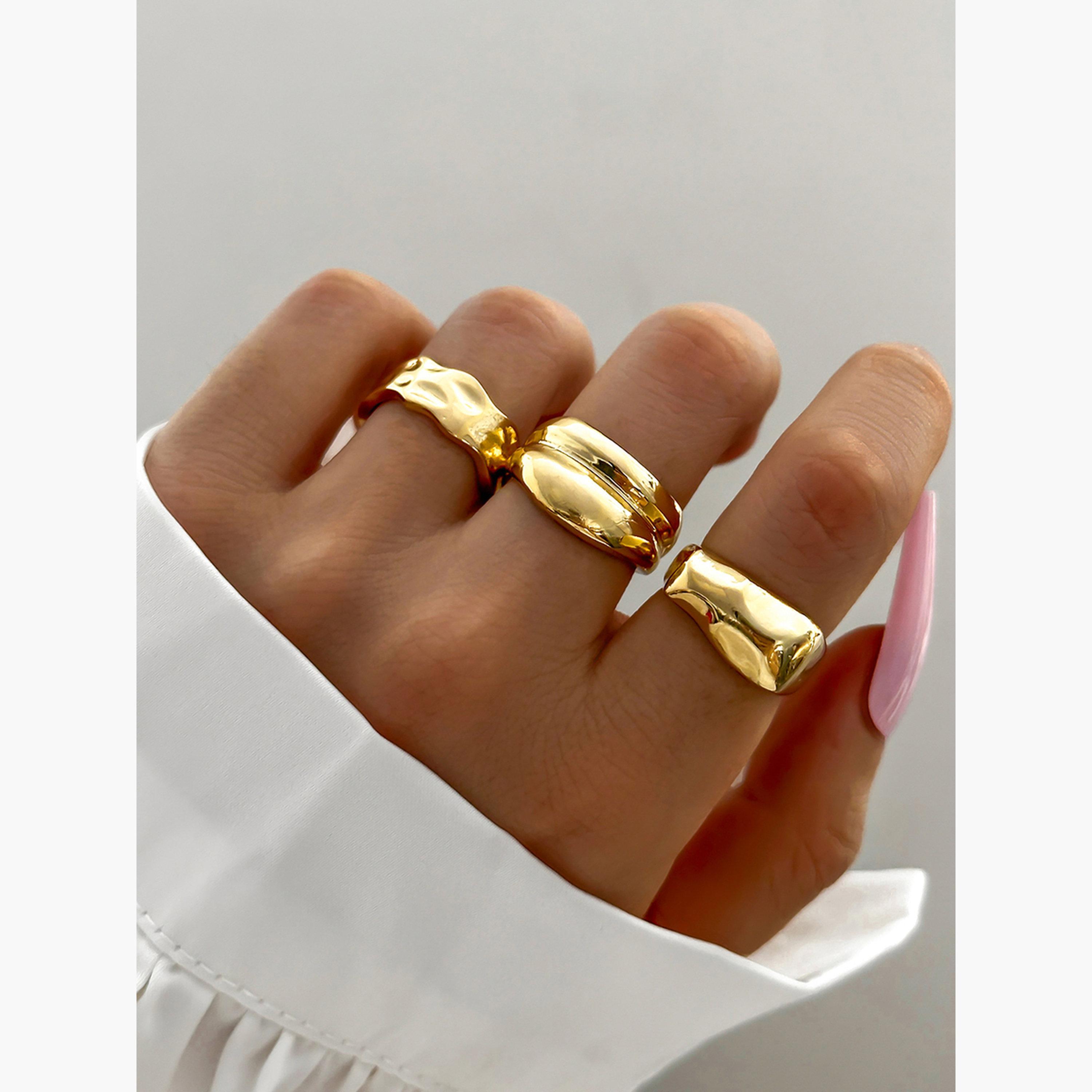 Take Two Women  Set of 3 - Gold Tone Statement Rings-women-watchesandjewellery-jewellery-rings-image-2