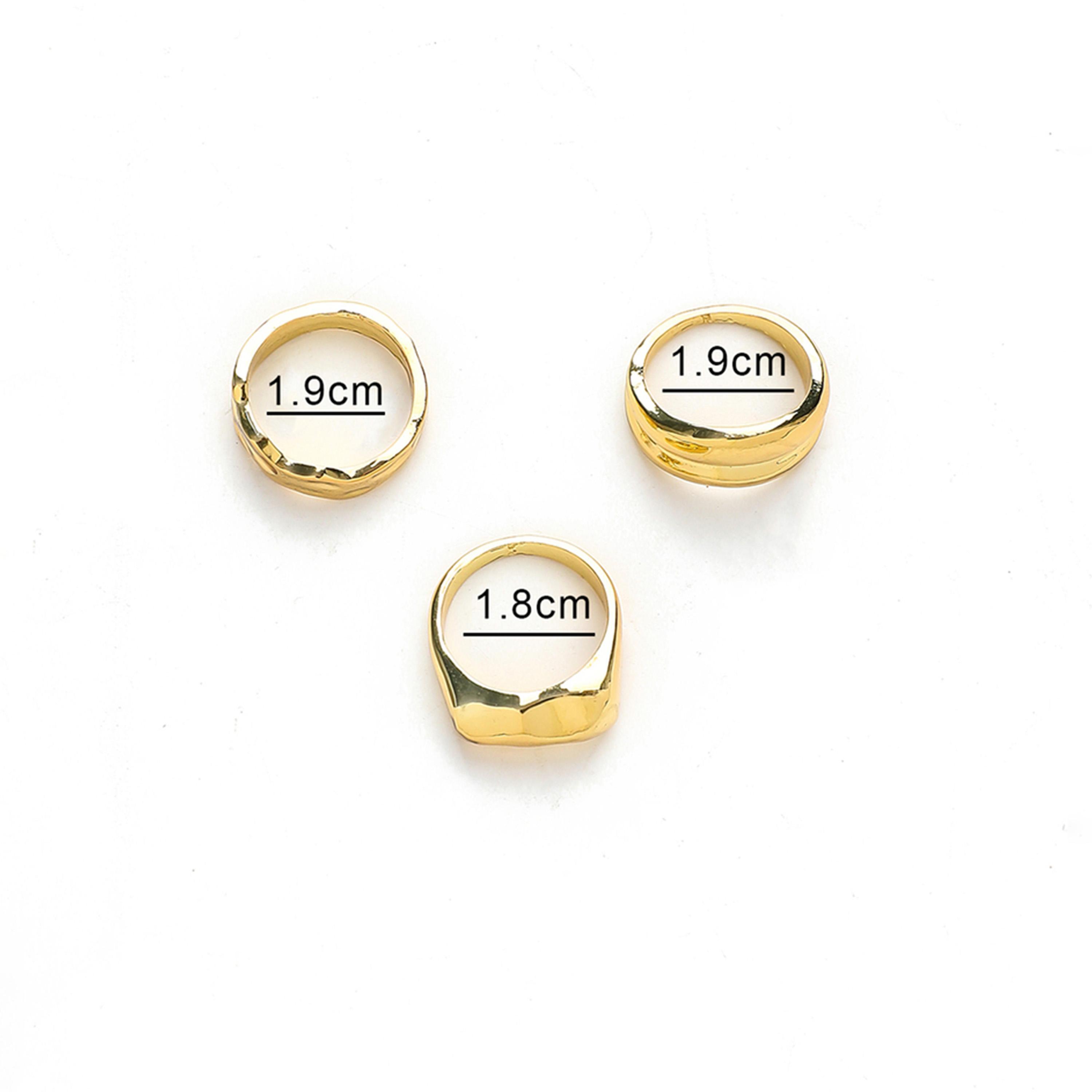 تيك تو - مجموعة من 3 خواتم ذهبية اللون-women-watchesandjewellery-jewellery-rings-image-3
