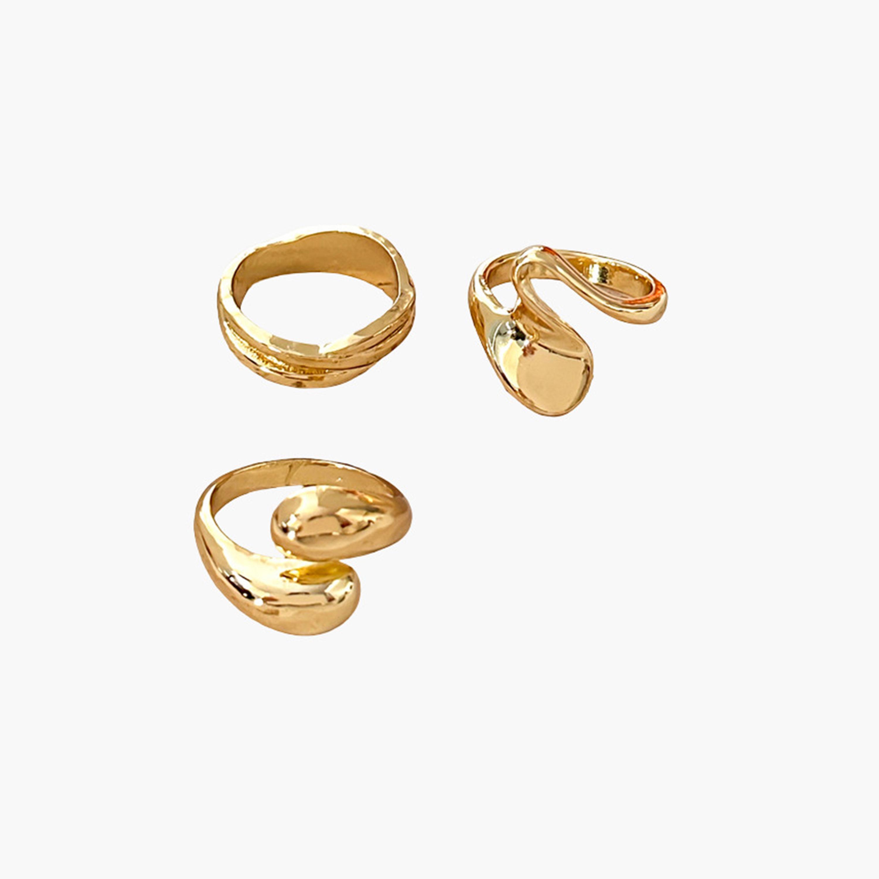 Take Two Women  Set of 3 - Textured Rings-women-watchesandjewellery-jewellery-rings-image-1