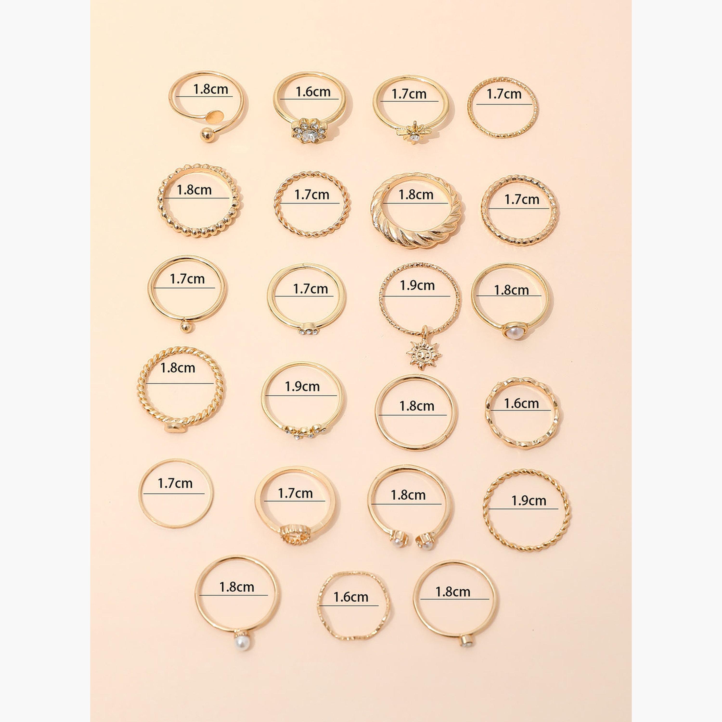 تيك تو - مجموعة من 23 خاتمًا ذهبيًا كاجوال-women-watchesandjewellery-jewellery-rings-image-3