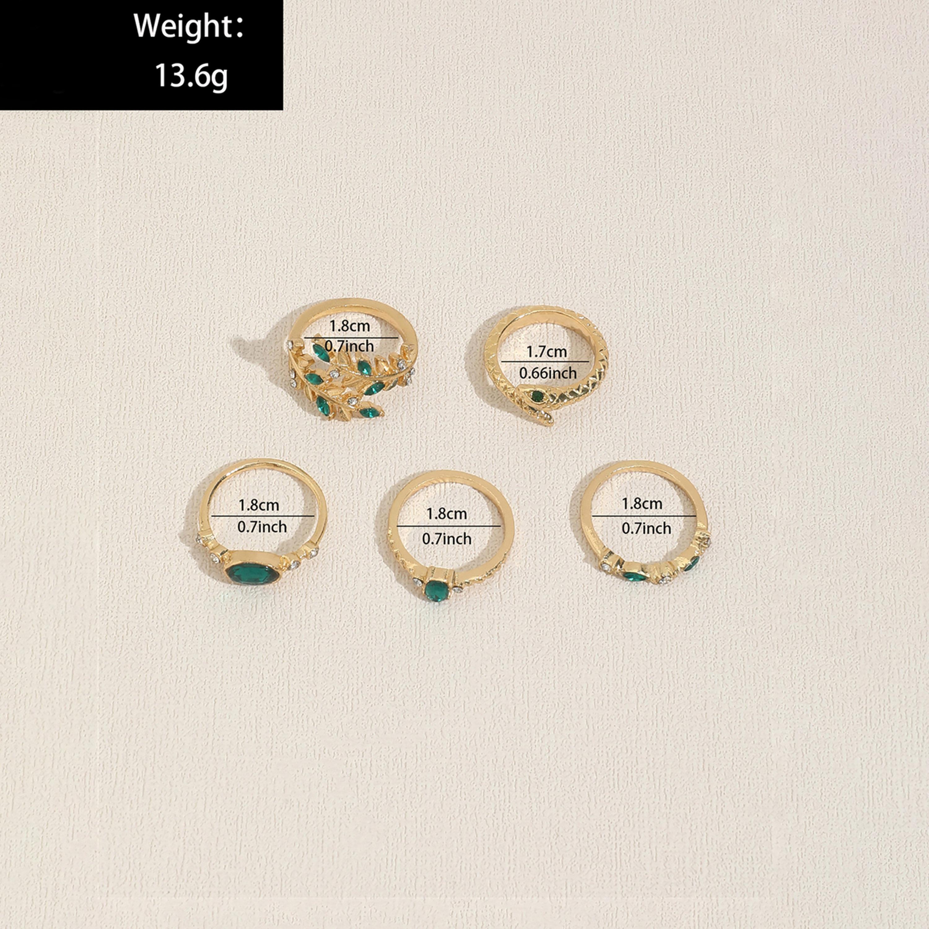 Take Two Women  Set of 5 - Gold Tone Rings with Green Accent-women-watchesandjewellery-jewellery-rings-image-6