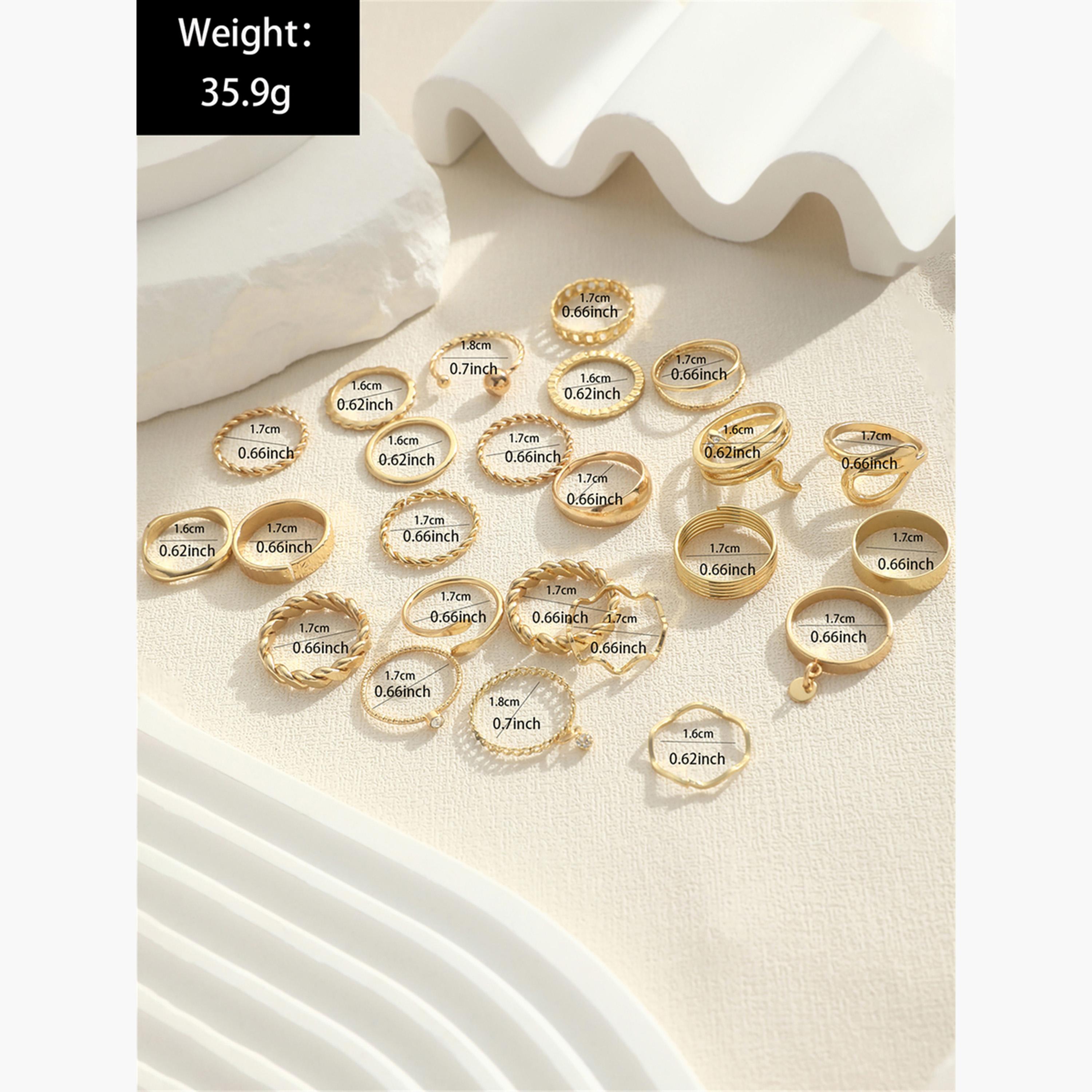 تيك تو - مجموعة من 24 حلقة متنوعة الملمس-women-watchesandjewellery-jewellery-rings-image-3