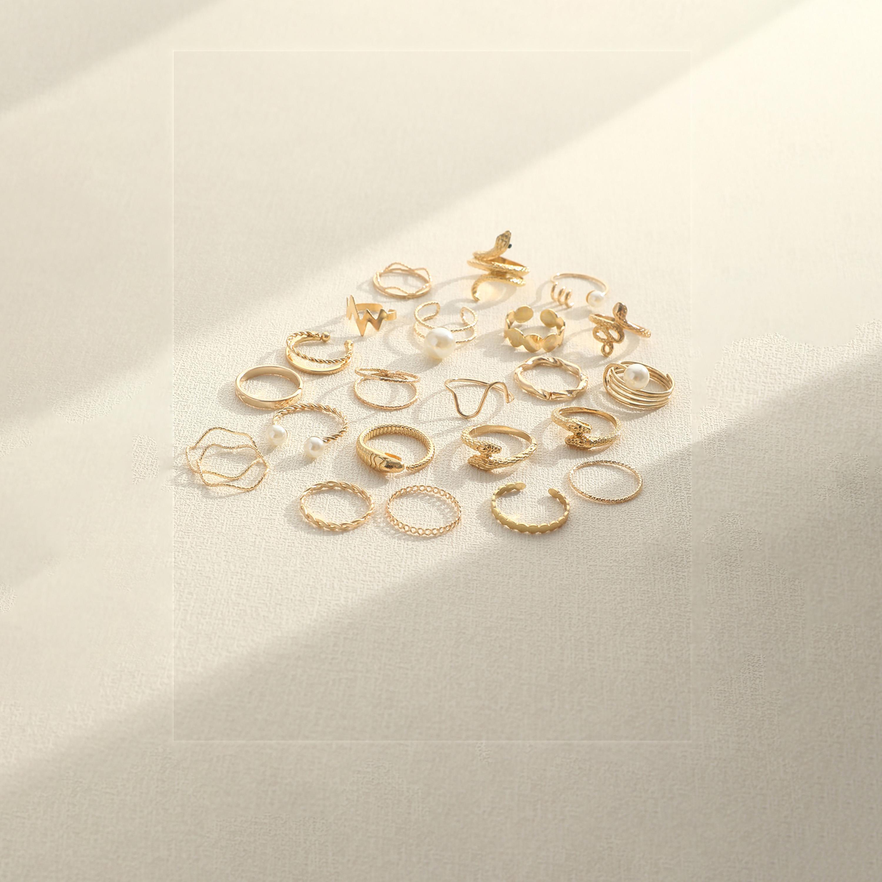 تيك تو - مجموعة من ٢٣ خواتم مزخرفة متنوعة-women-watchesandjewellery-jewellery-rings-image-1