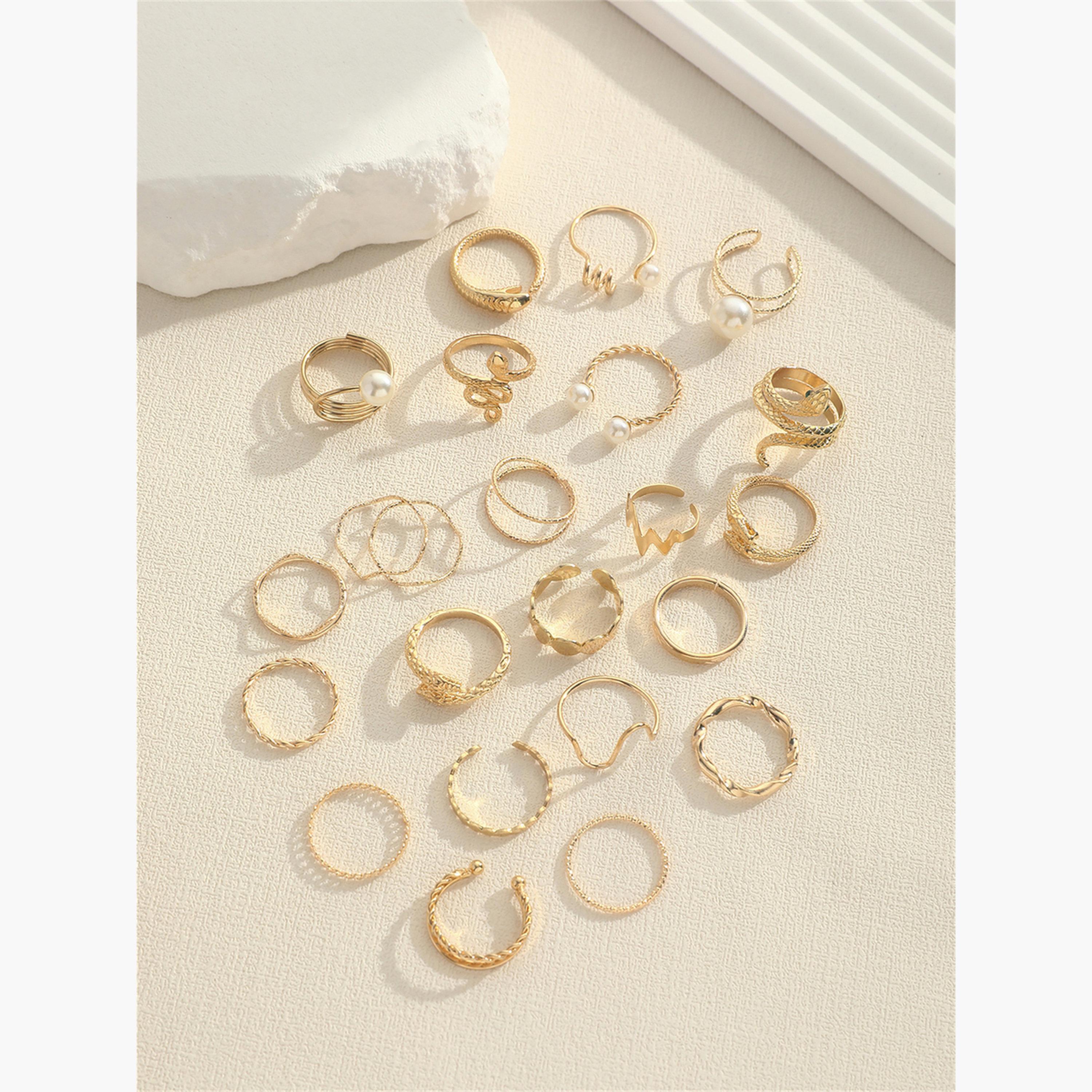 تيك تو - مجموعة من ٢٣ خواتم مزخرفة متنوعة-women-watchesandjewellery-jewellery-rings-image-5