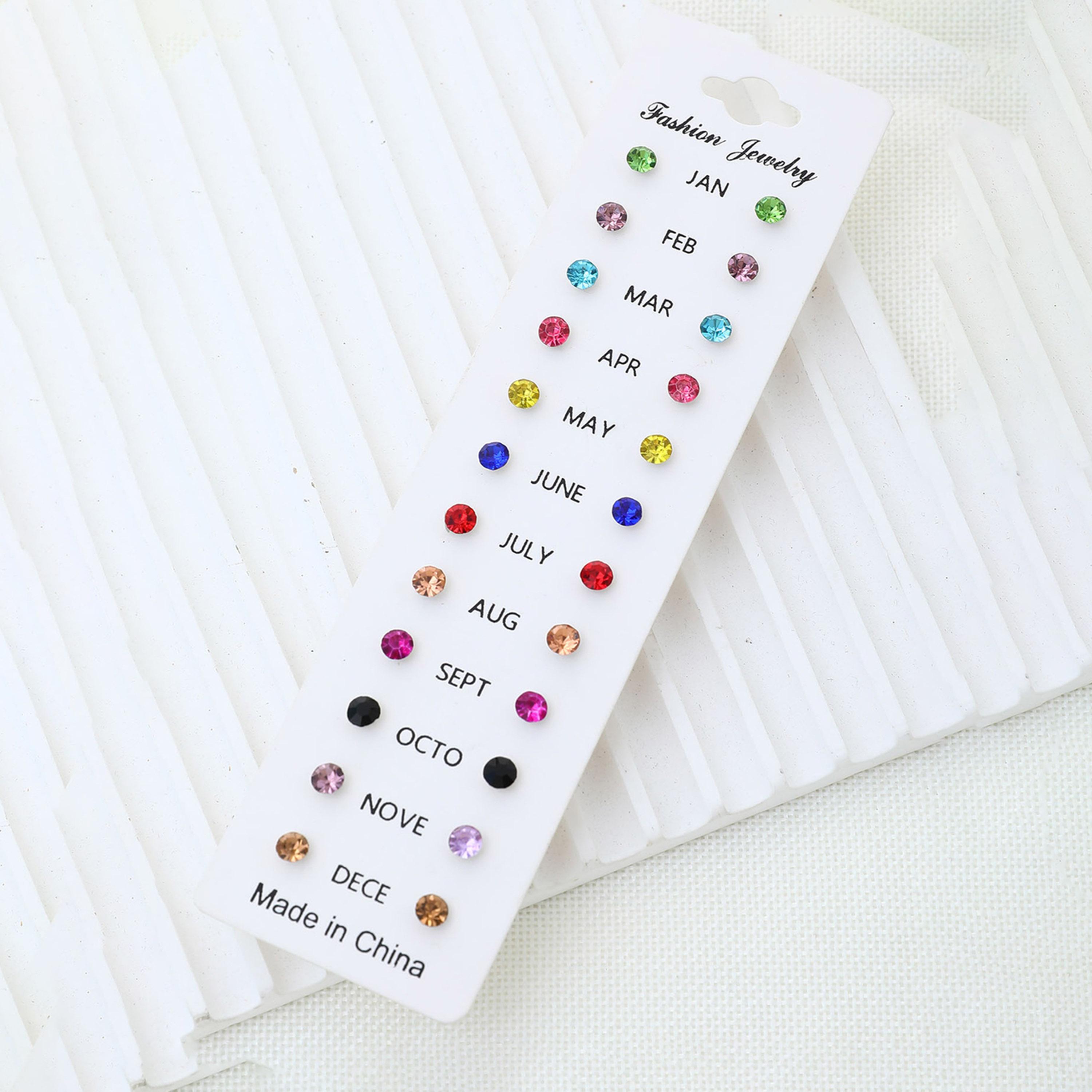 Take Two Women  Set of 12 - Birthstone Stud Earrings-women-watchesandjewellery-jewellery-earrings-image-3