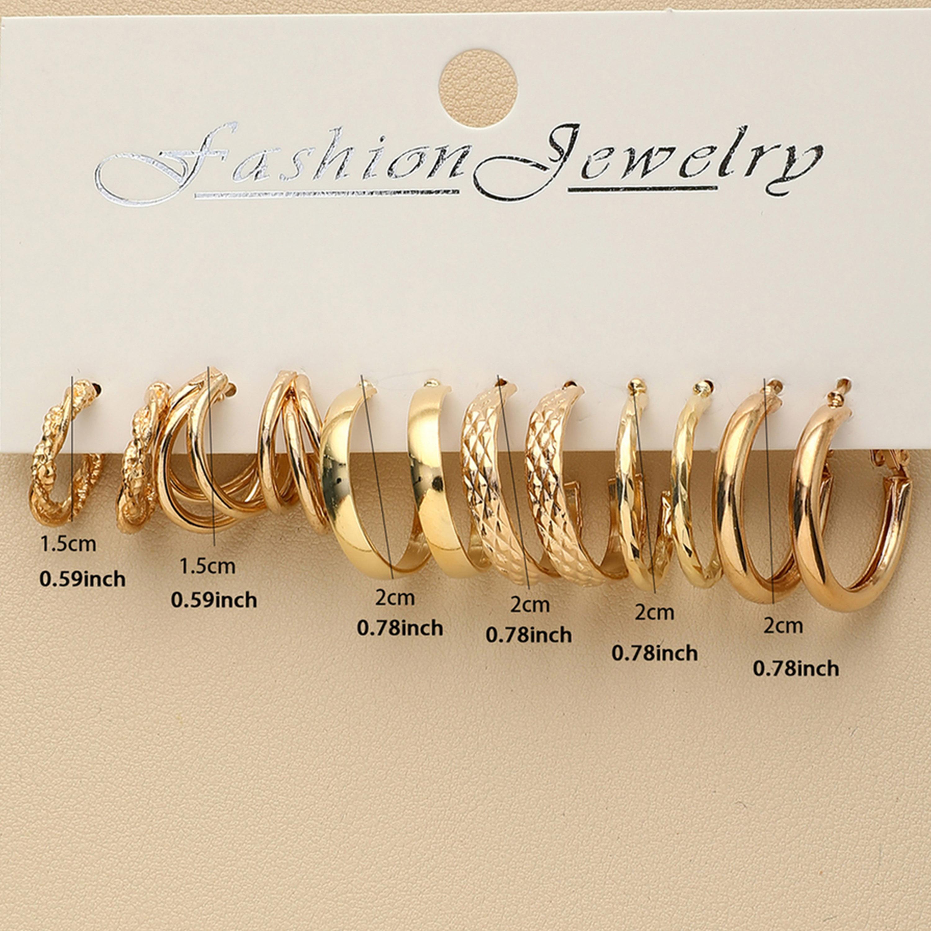 تيك تو - مجموعة من 6 أقراط دائرية ذهبية اللون-women-watchesandjewellery-jewellery-earrings-image-4