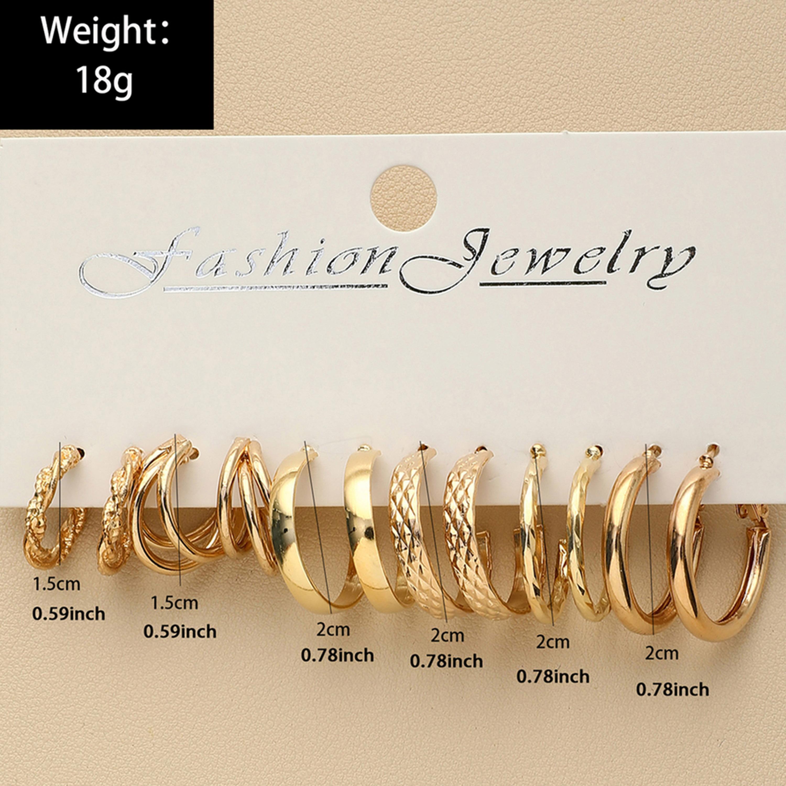 تيك تو - مجموعة من 6 أقراط دائرية ذهبية اللون-women-watchesandjewellery-jewellery-earrings-image-6