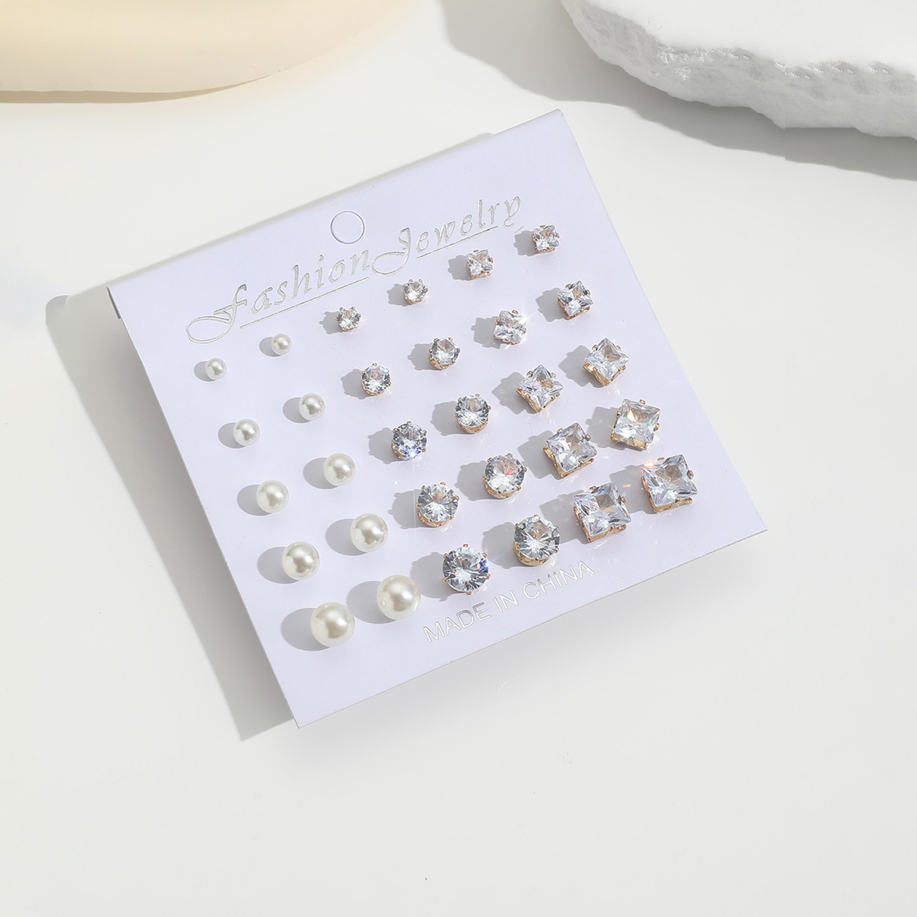 Take Two Set of 15 - Faux Pearl Rhinestones Earrings-women-watchesandjewellery-jewellery-earrings-image-1