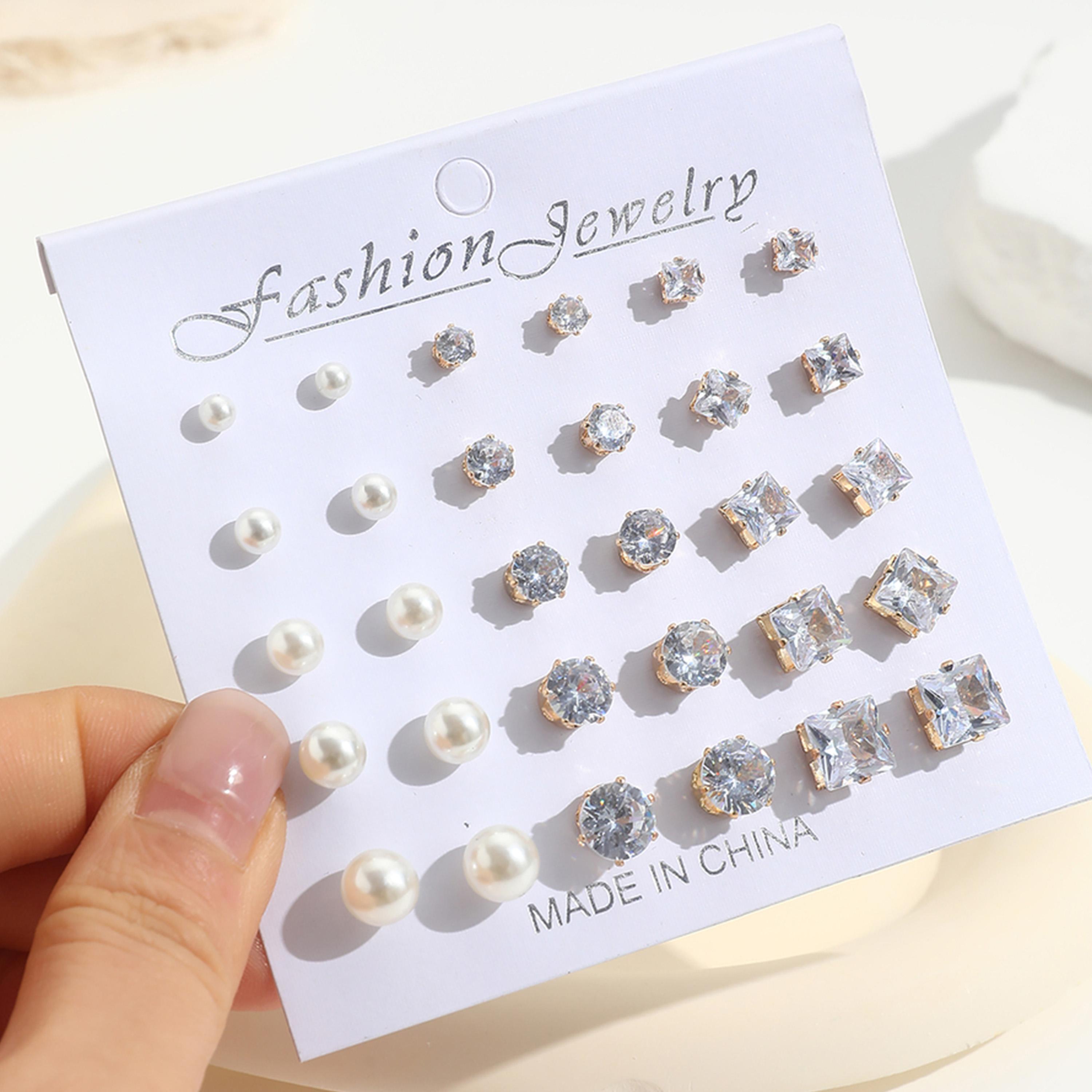 Take Two Set of 15 - Faux Pearl Rhinestones Earrings-women-watchesandjewellery-jewellery-earrings-image-2