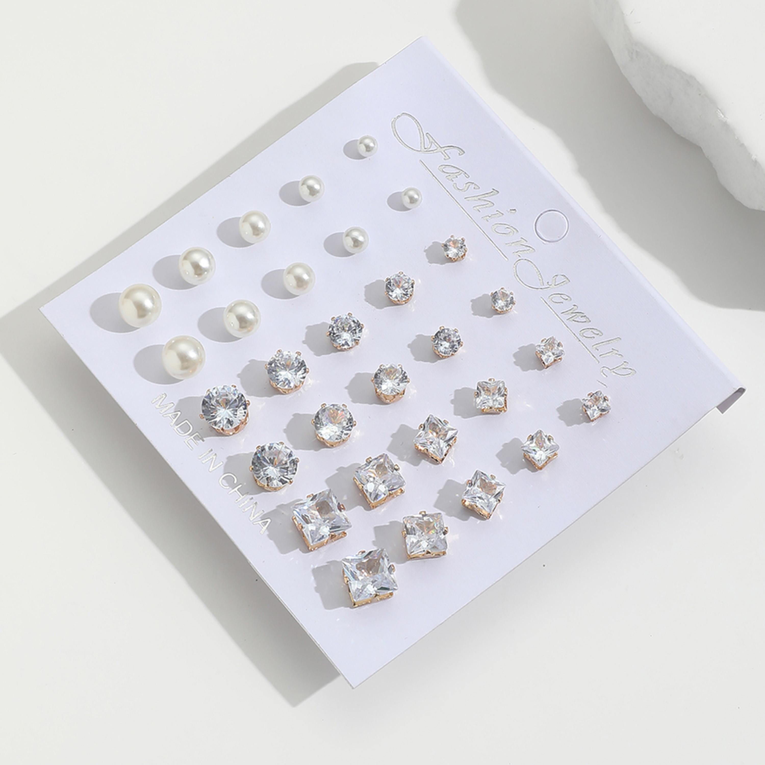 Take Two Set of 15 - Faux Pearl Rhinestones Earrings-women-watchesandjewellery-jewellery-earrings-image-3