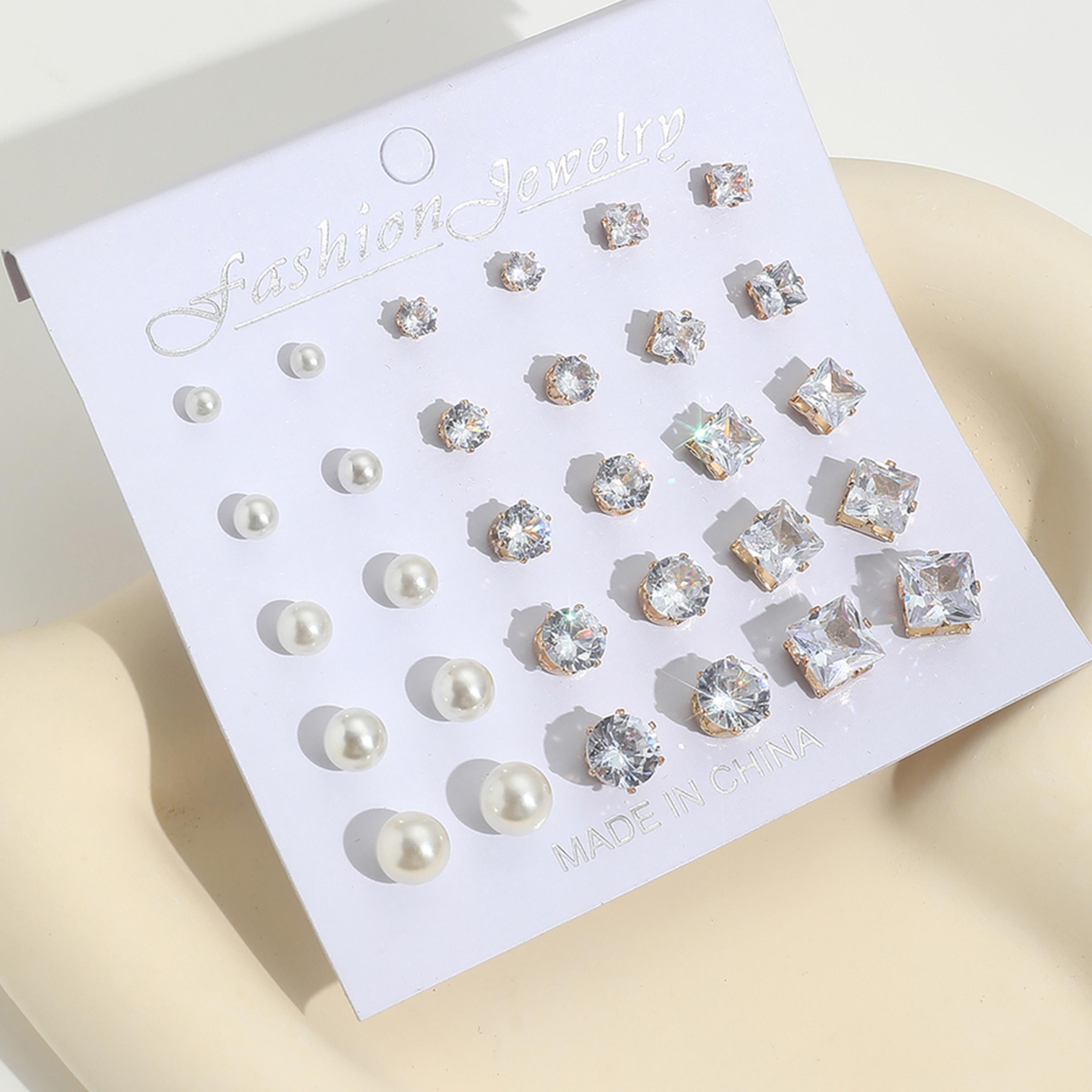 Take Two Set of 15 - Faux Pearl Rhinestones Earrings-women-watchesandjewellery-jewellery-earrings-image-4
