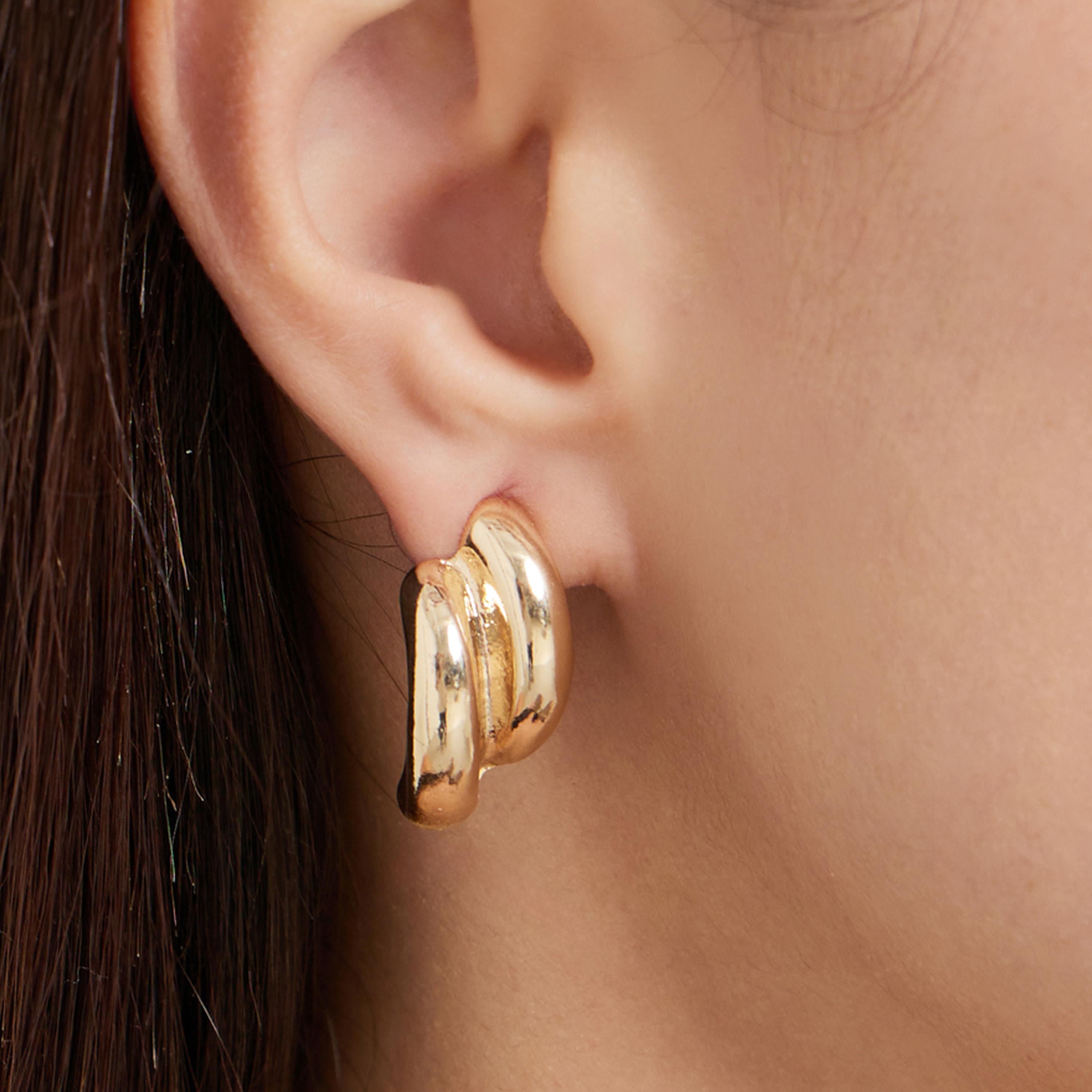 Styli Gold Plated Hoop Earrings-women-watchesandjewellery-jewellery-earrings-image-2