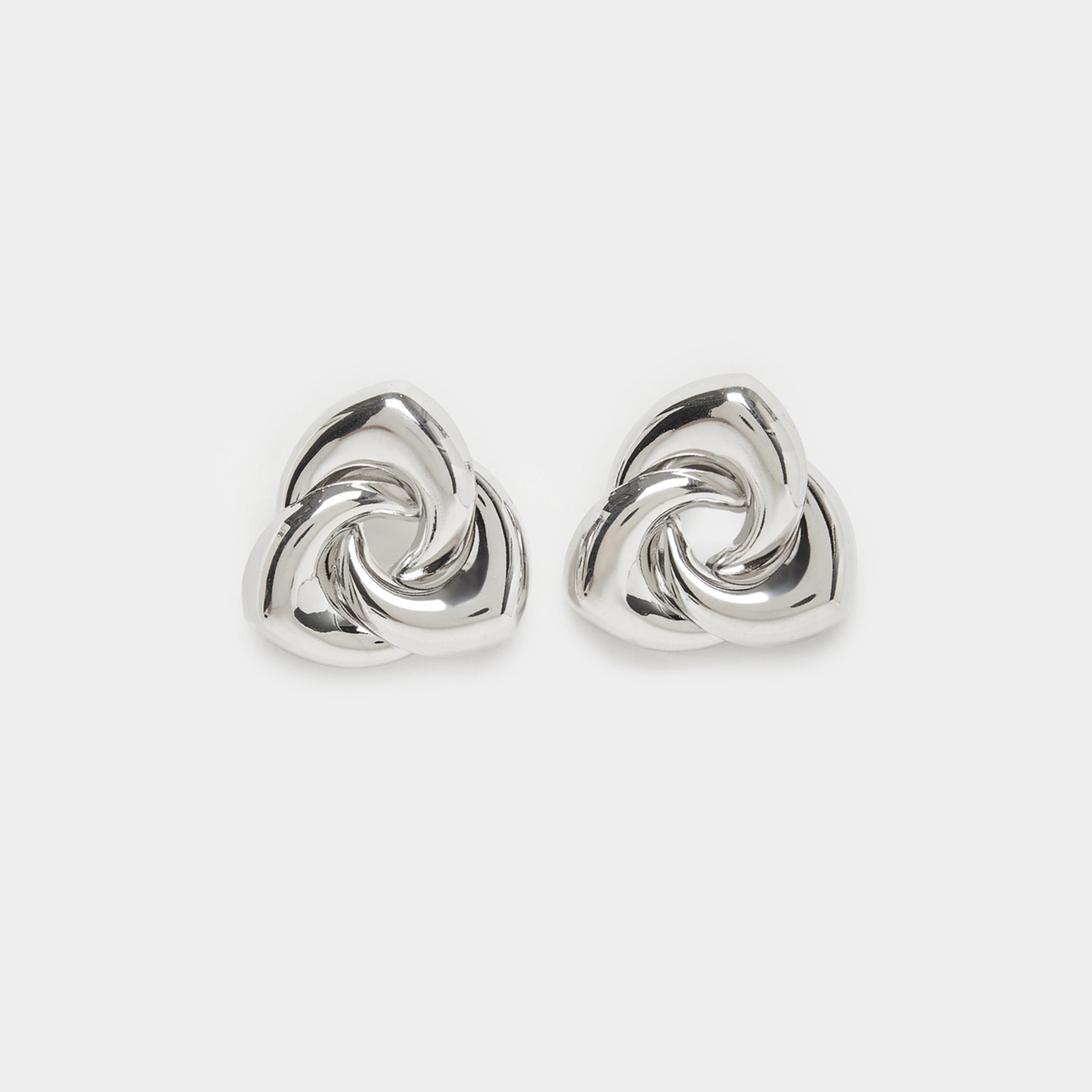 Styli Silver Knot Stud Earrings-women-watchesandjewellery-jewellery-earrings-image-1