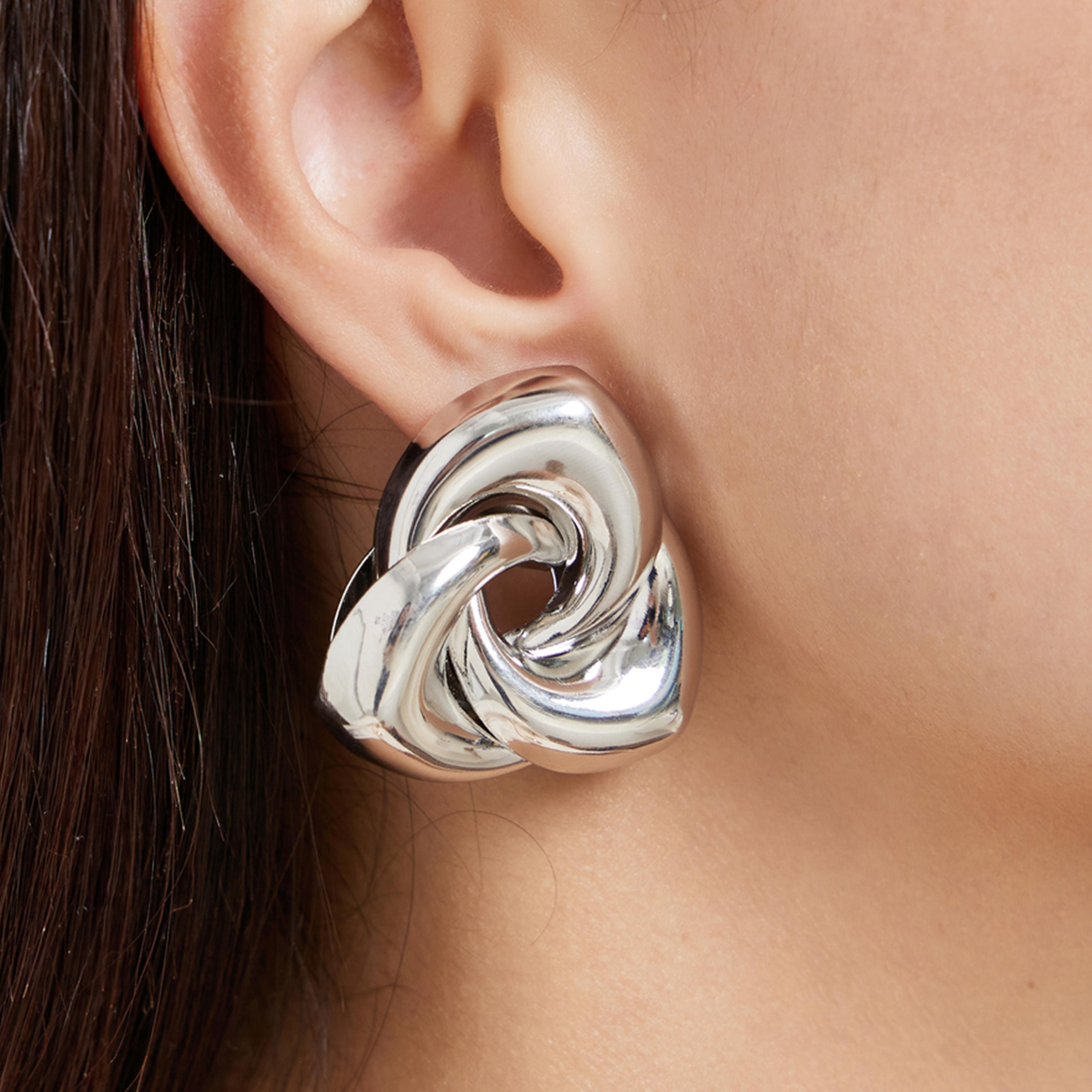 Styli Silver Knot Stud Earrings-women-watchesandjewellery-jewellery-earrings-image-2