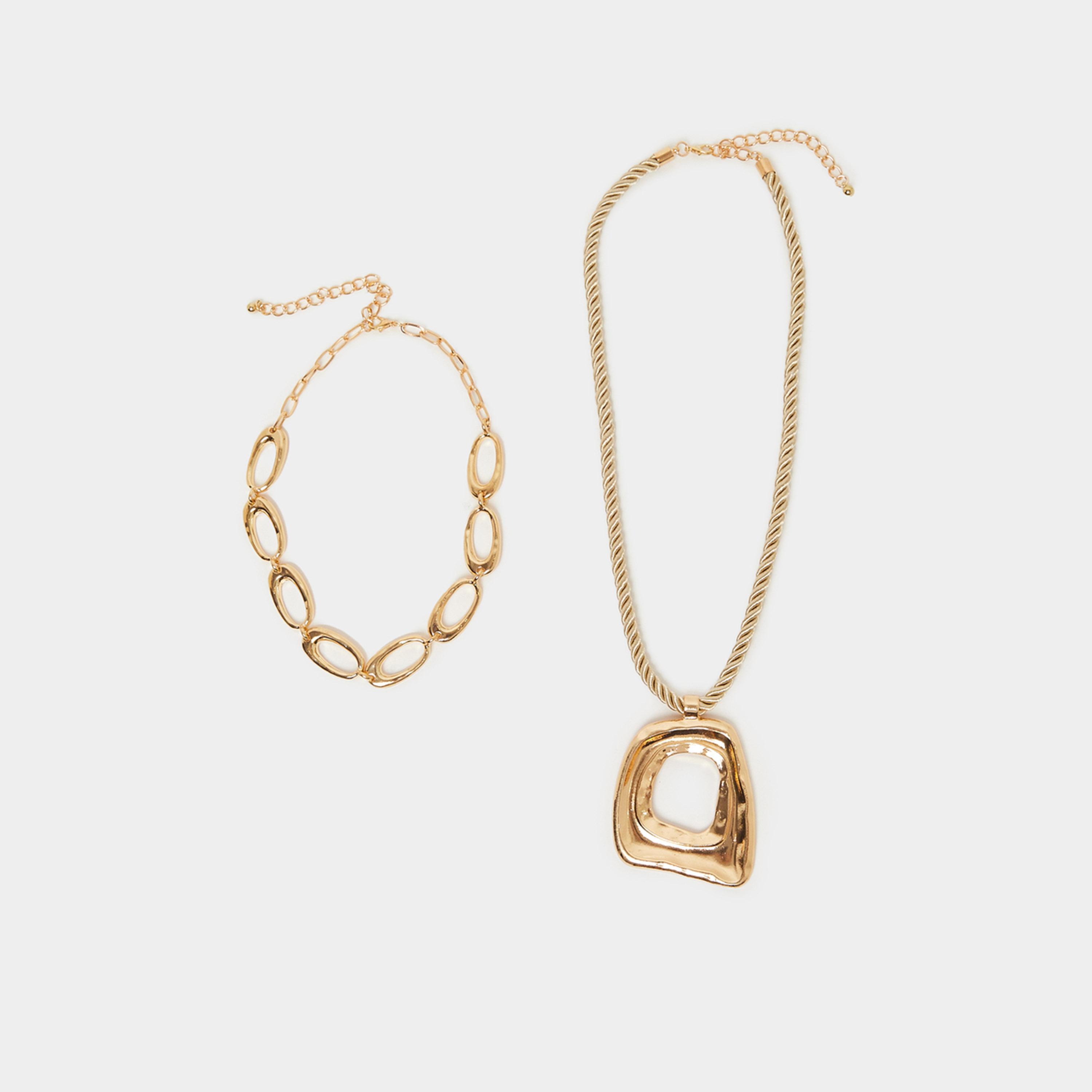 Styli Set of 2 - Geo Pendant Chain Necklace-women-watchesandjewellery-jewellery-necklacesandpendants-image-1