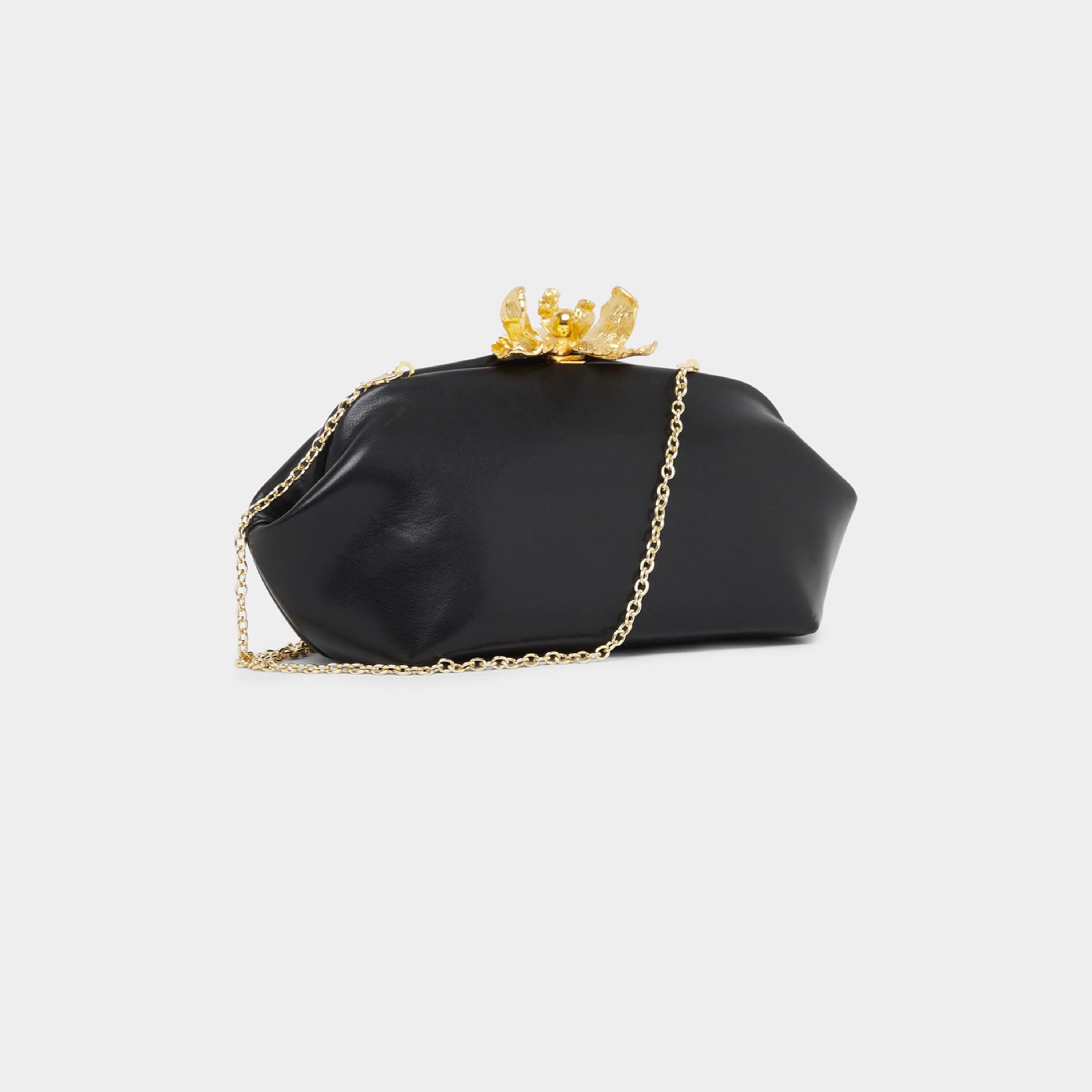 ستايلي - شنطة كلاتش سوداء بتفاصيل زهور ذهبية-women-bagsandwallets-handbags-image-1