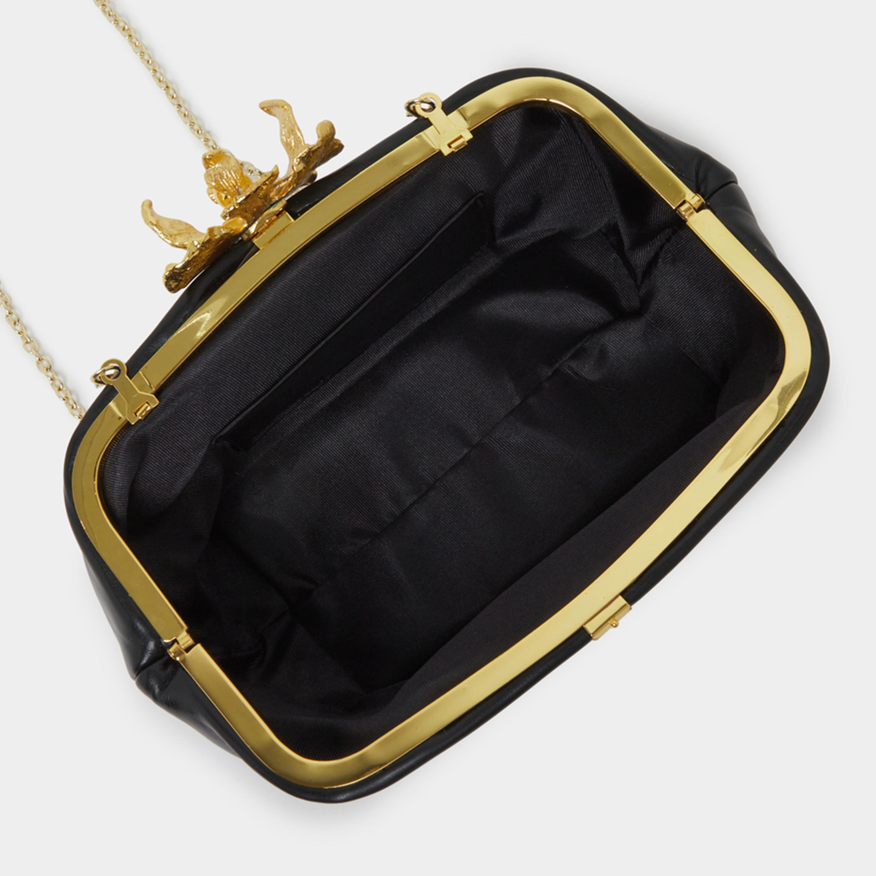 ستايلي - شنطة كلاتش سوداء بتفاصيل زهور ذهبية-women-bagsandwallets-handbags-image-3