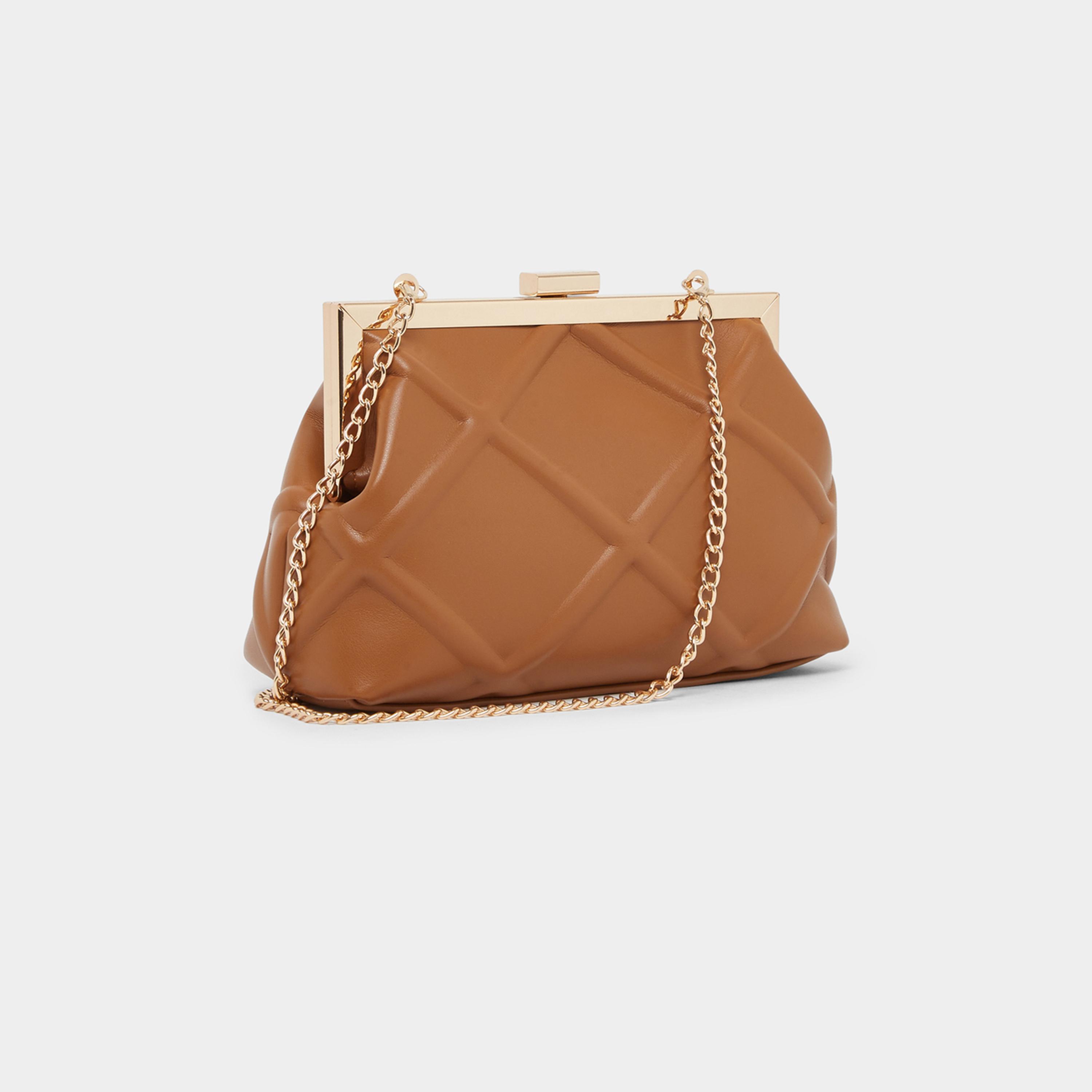 ستايلي - شنطة كلاتش منقوش لون البني مع حزام سلسلة-women-bagsandwallets-handbags-image-1