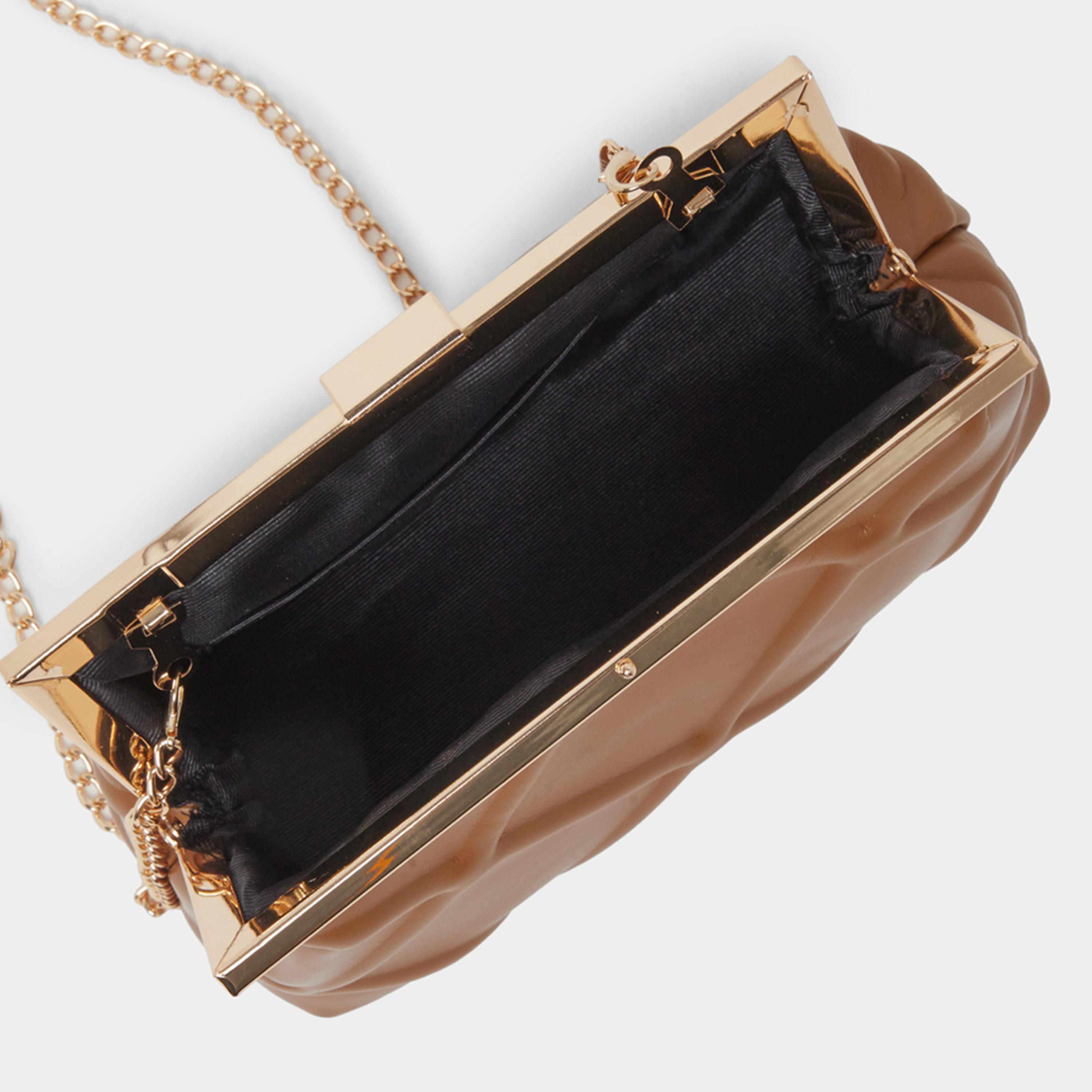 Styli Brown Embossed Clutch with Chain Strap-women-bagsandwallets-handbags-image-4