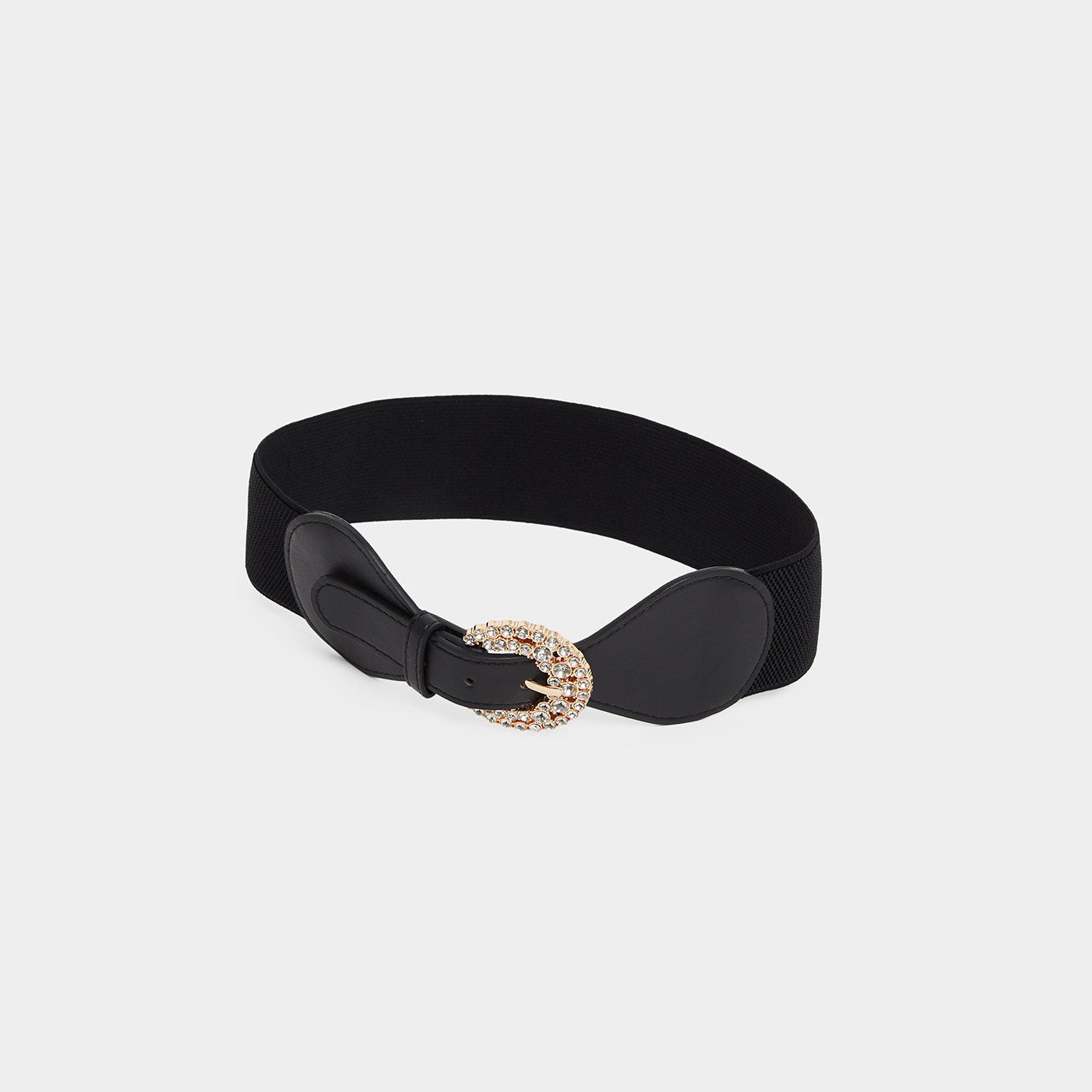 Styli Black Elastic Belt with Embellished Buckle-women-clothingaccessories-belts-image-1