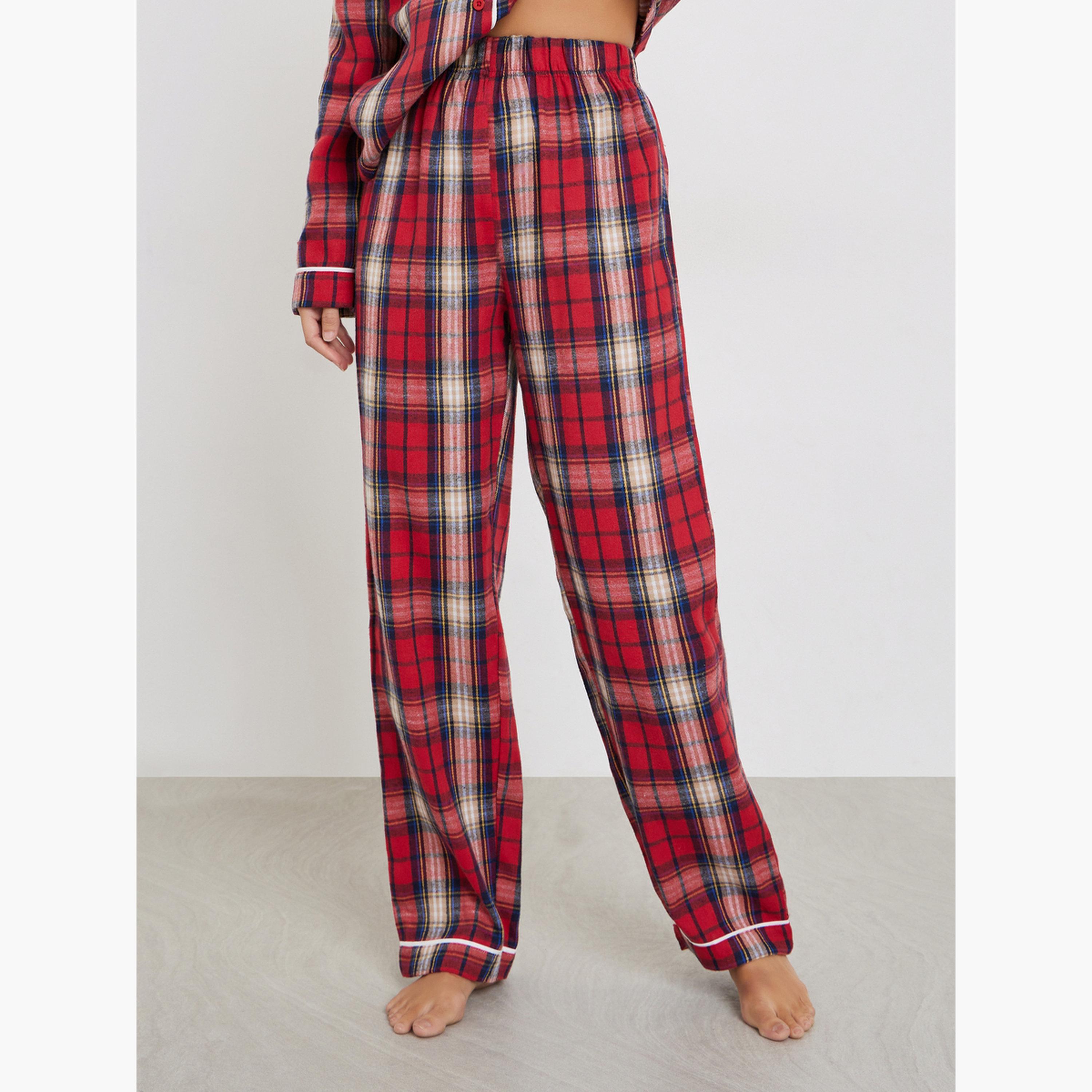 Styli Family Pyjamas - Women Check Pocket Piped Shirt and Pyjama Set-women-clothing-nightwear-pyjamas-longsets-image-4