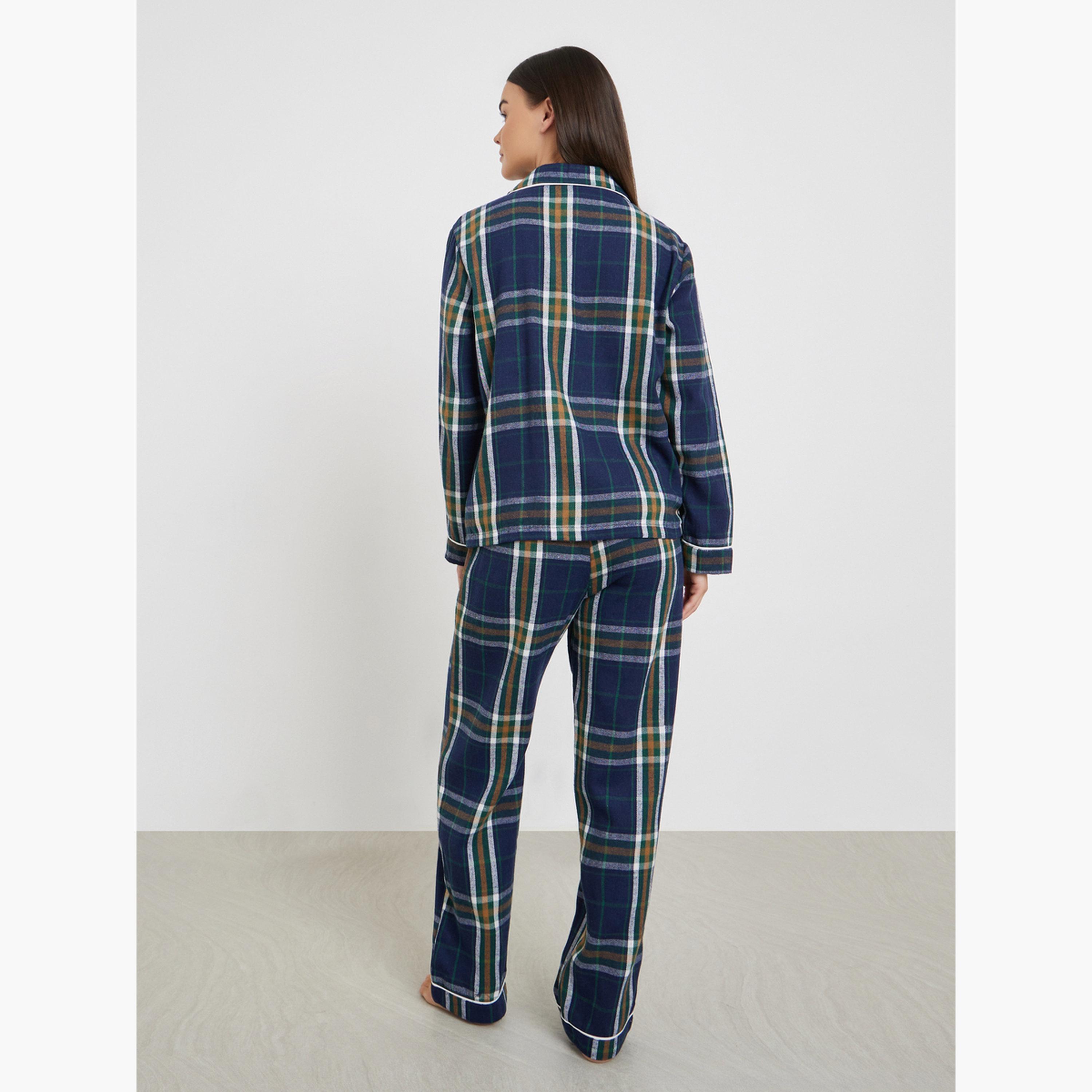ستايلي - بيجاما عائلية - بيجاما قميص منقوش بأزرار للنساء-women-clothing-nightwear-pyjamas-longsets-image-4