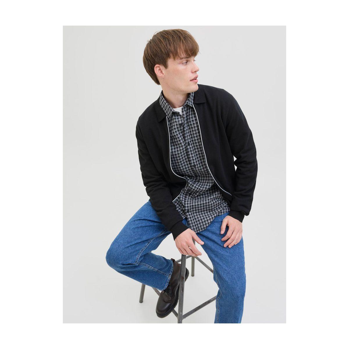 كارديجان محبوك بياقة بولو وسحَّاب غلق-men-clothing-jacketsandblazers-jackets-image-1