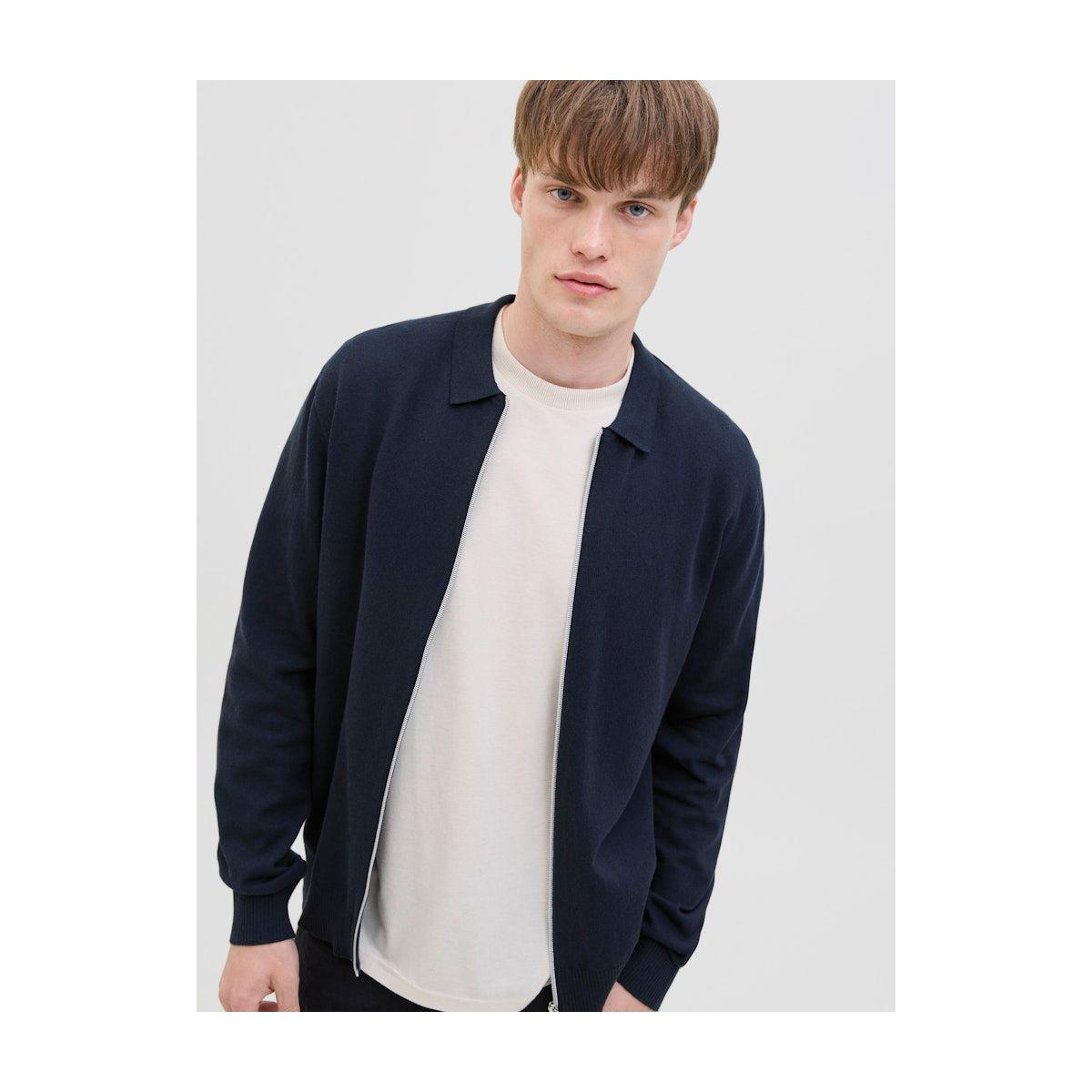 كارديجان محبوك بياقة بولو وسحَّاب غلق-men-clothing-jacketsandblazers-jackets-image-1