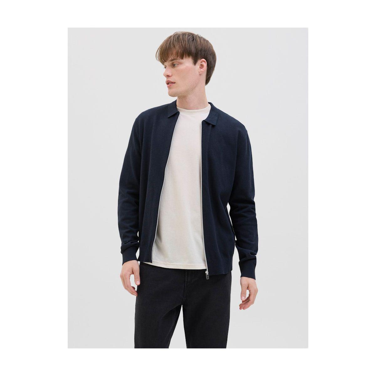 كارديجان محبوك بياقة بولو وسحَّاب غلق-men-clothing-jacketsandblazers-jackets-image-2