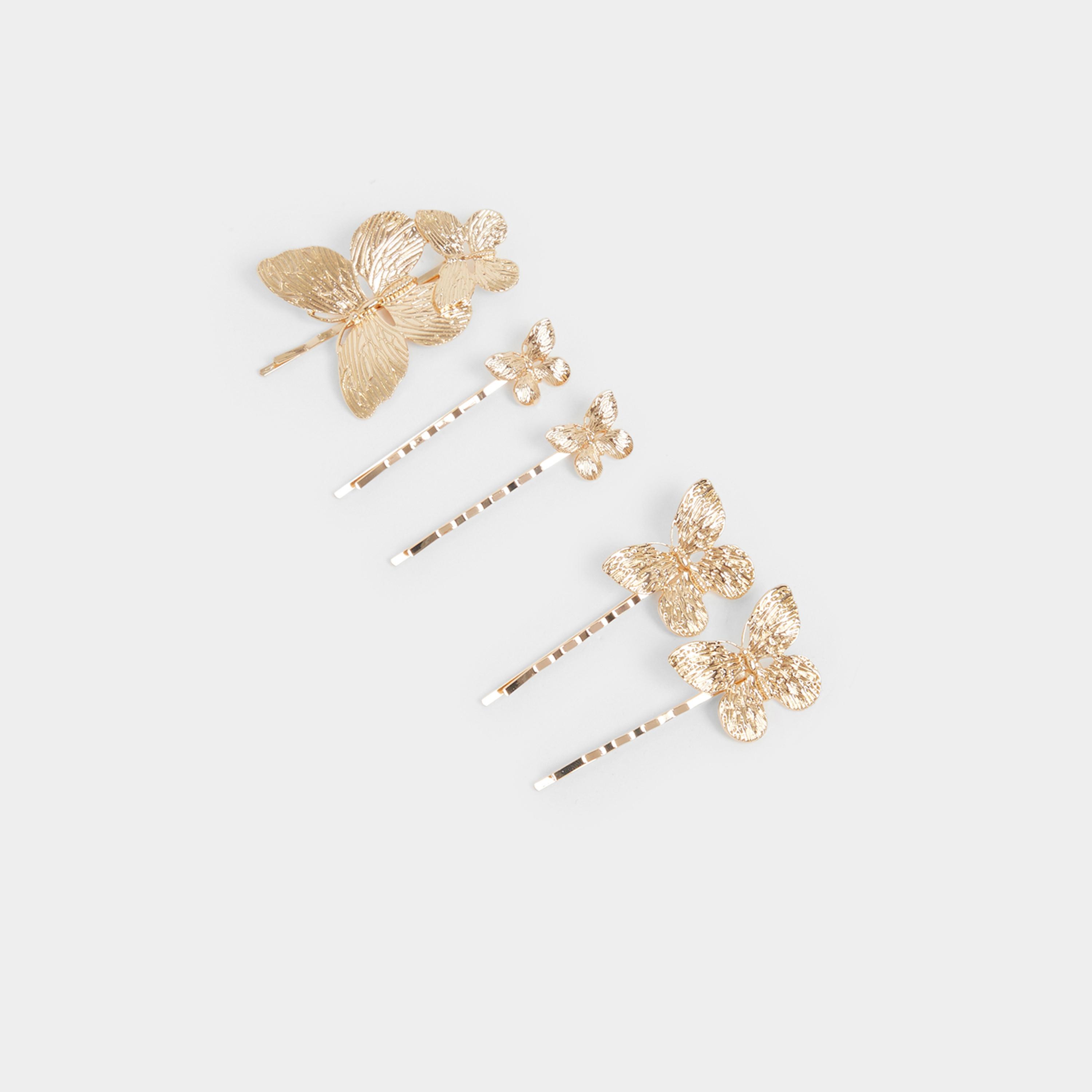 ستايلي - طقم 5 دبابيس شعر على شكل فراشة ذهبية-women-hairaccessories-hairpins-image-1