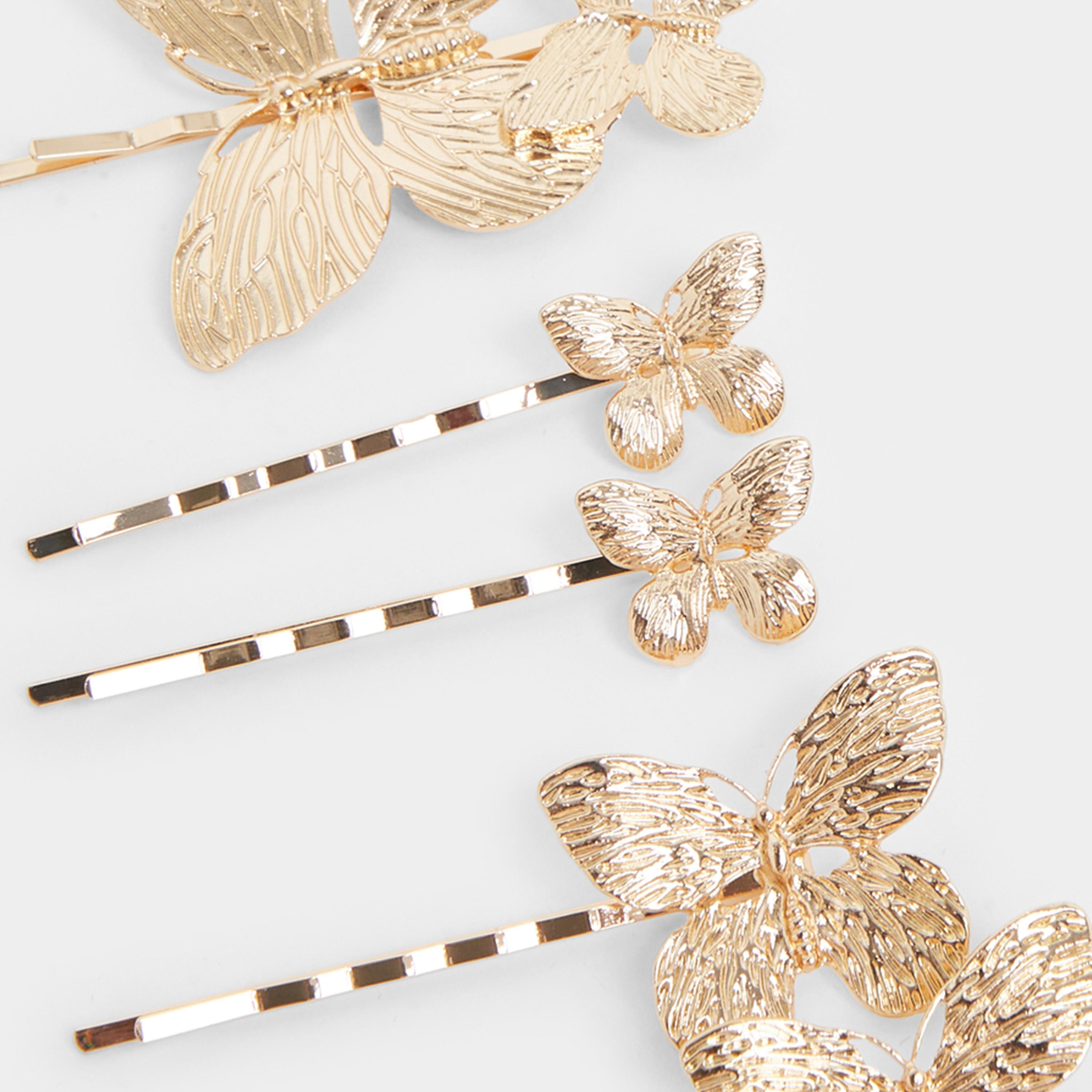 ستايلي - طقم 5 دبابيس شعر على شكل فراشة ذهبية-women-hairaccessories-hairpins-image-4