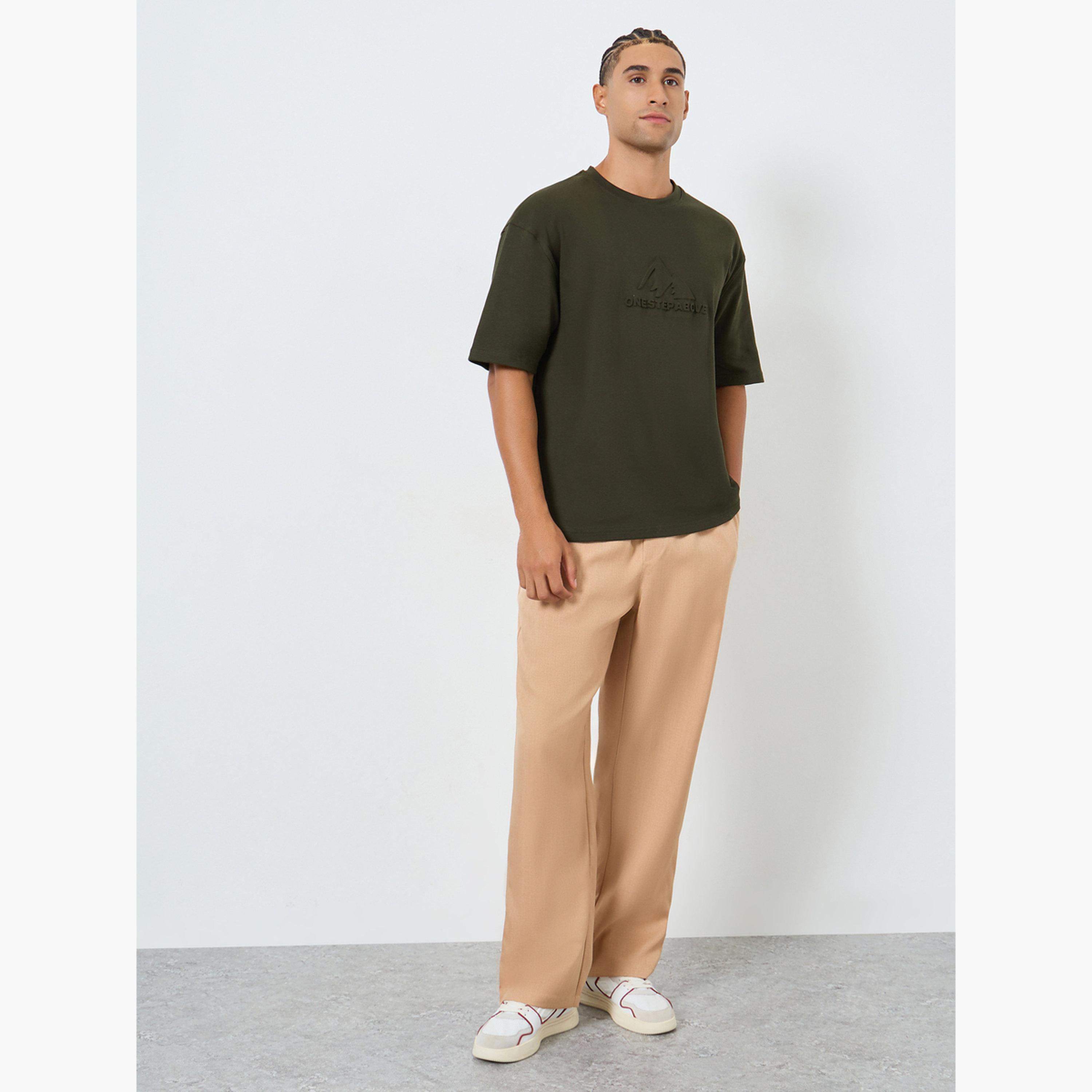 Styli Men Olive Graphic Embossed Oversized T-Shirt-men-clothing-tshirtsandpolos-tshirts-image-2