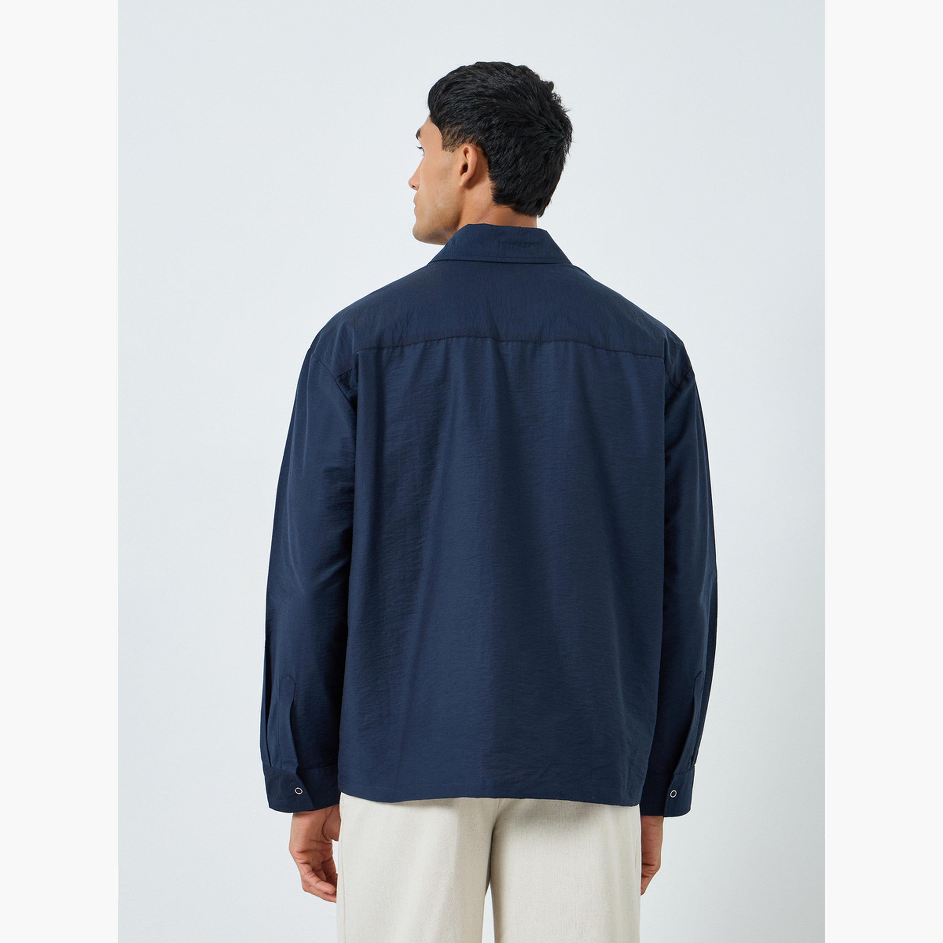 Styli Men Navy Blue Oversized Utility Shirt-men-clothing-shirts-image-5