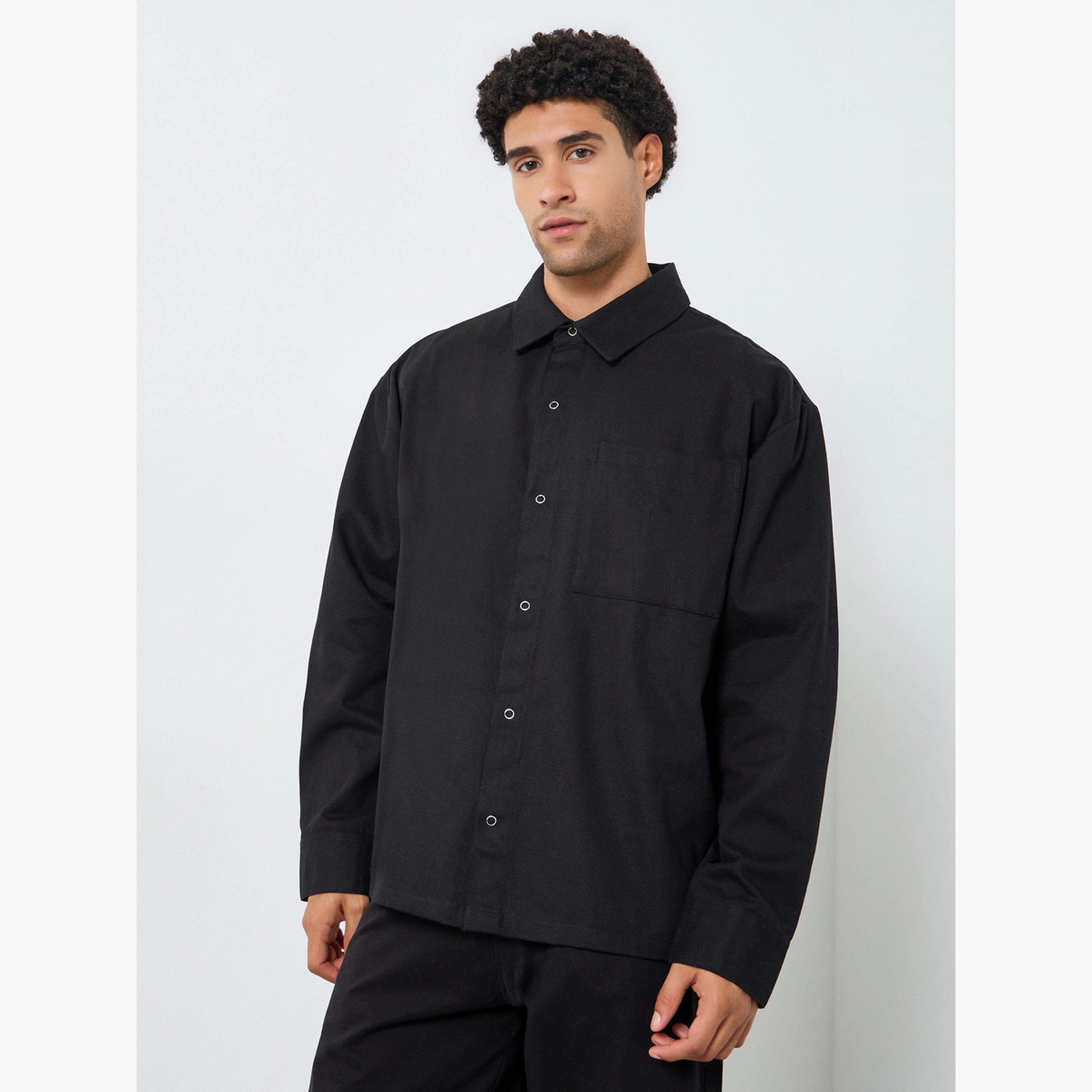 قميص بياقة سبريد وقصة واسعة-men-clothing-shirts-image-1