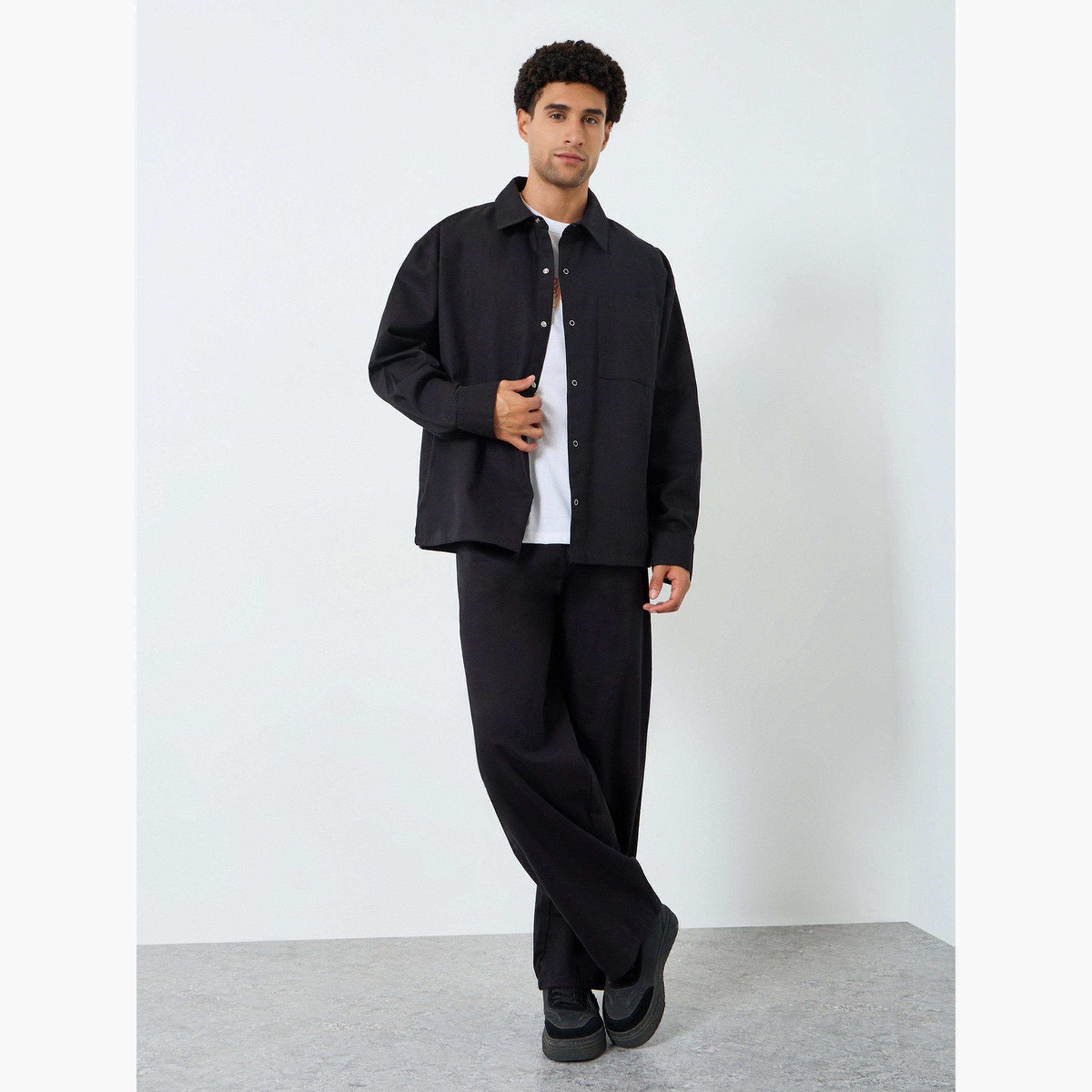 قميص بياقة سبريد وقصة واسعة-men-clothing-shirts-image-2