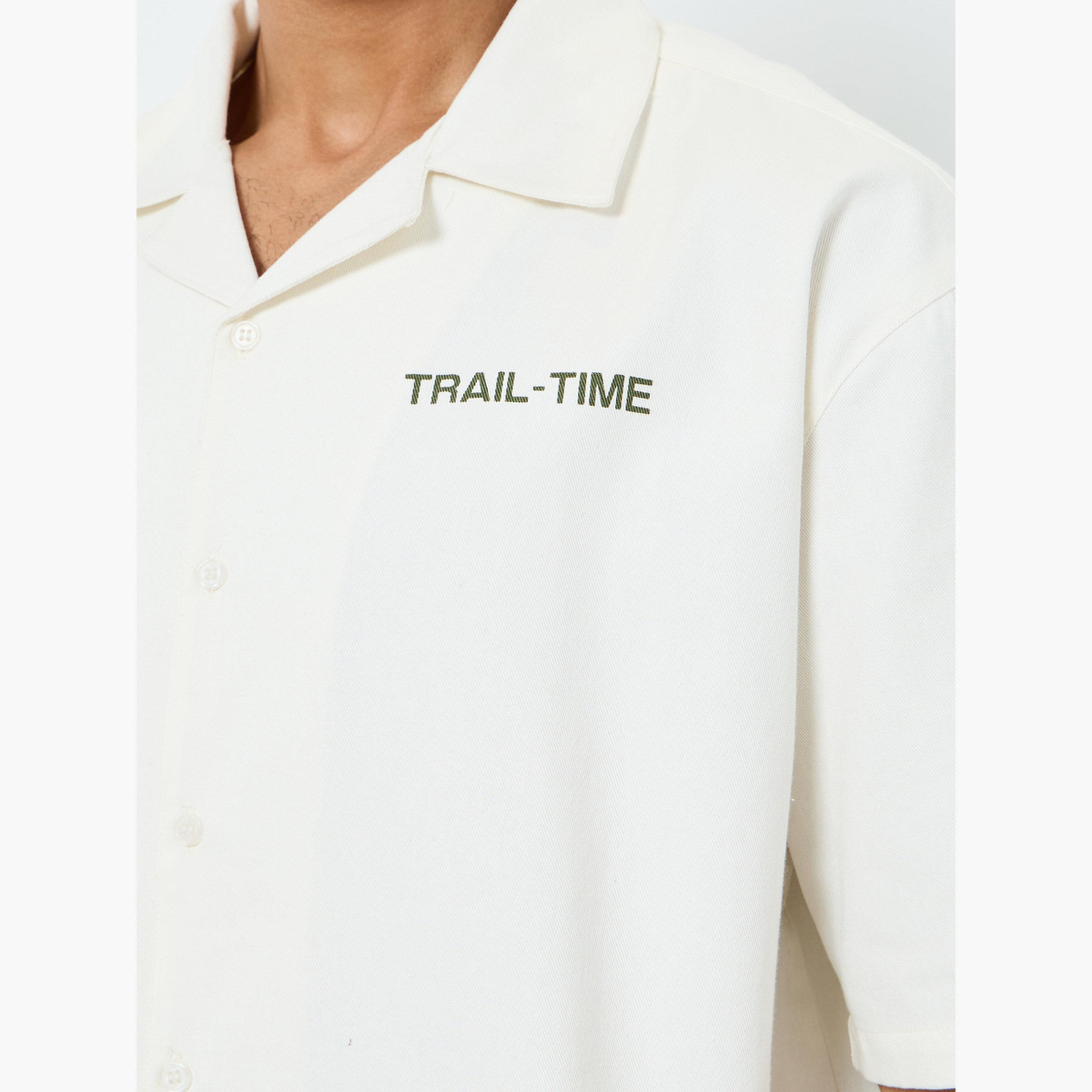 Styli Men Cream Graphic Print Camp Shirt-men-clothing-shirts-image-4