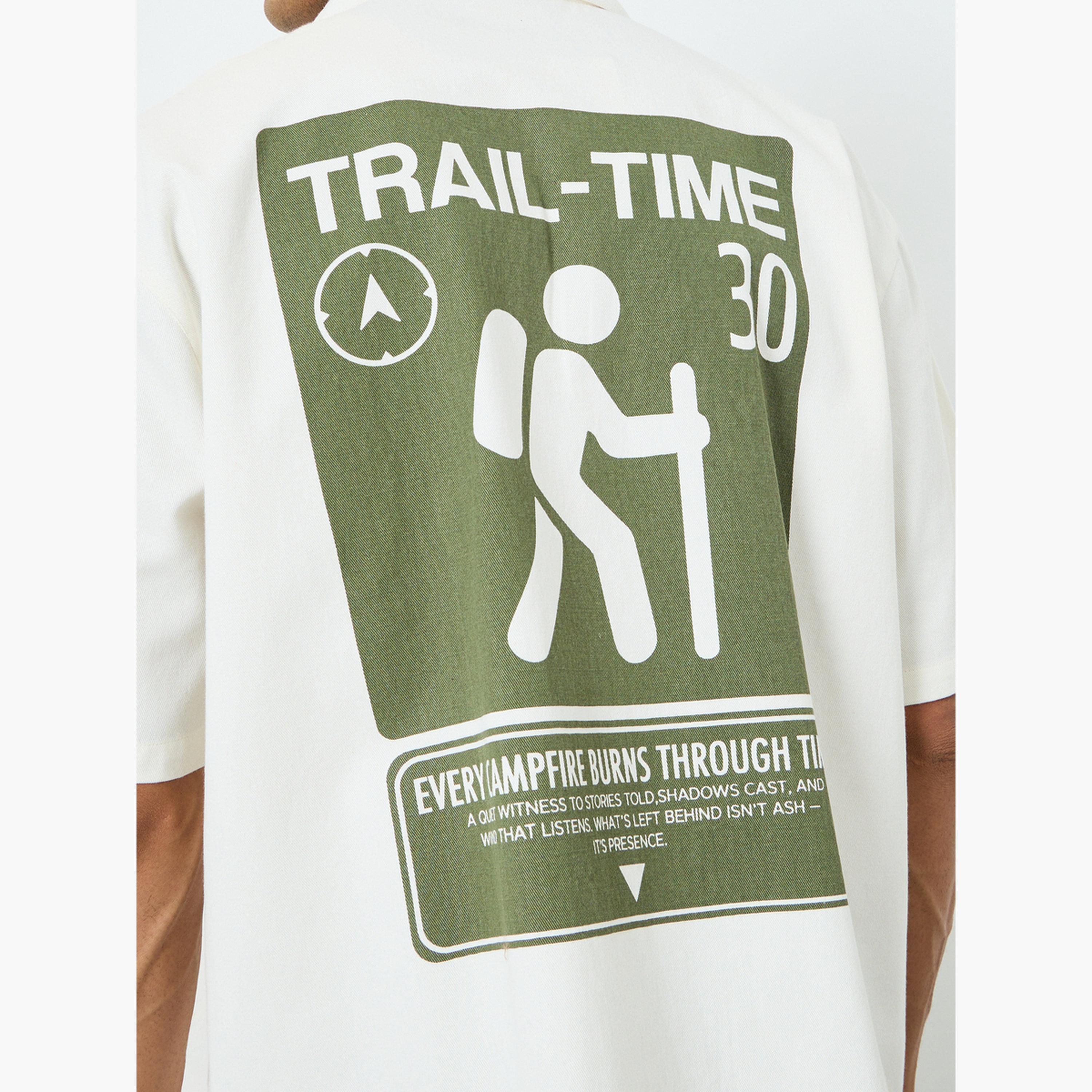 Styli Men Cream Graphic Print Camp Shirt-men-clothing-shirts-image-5