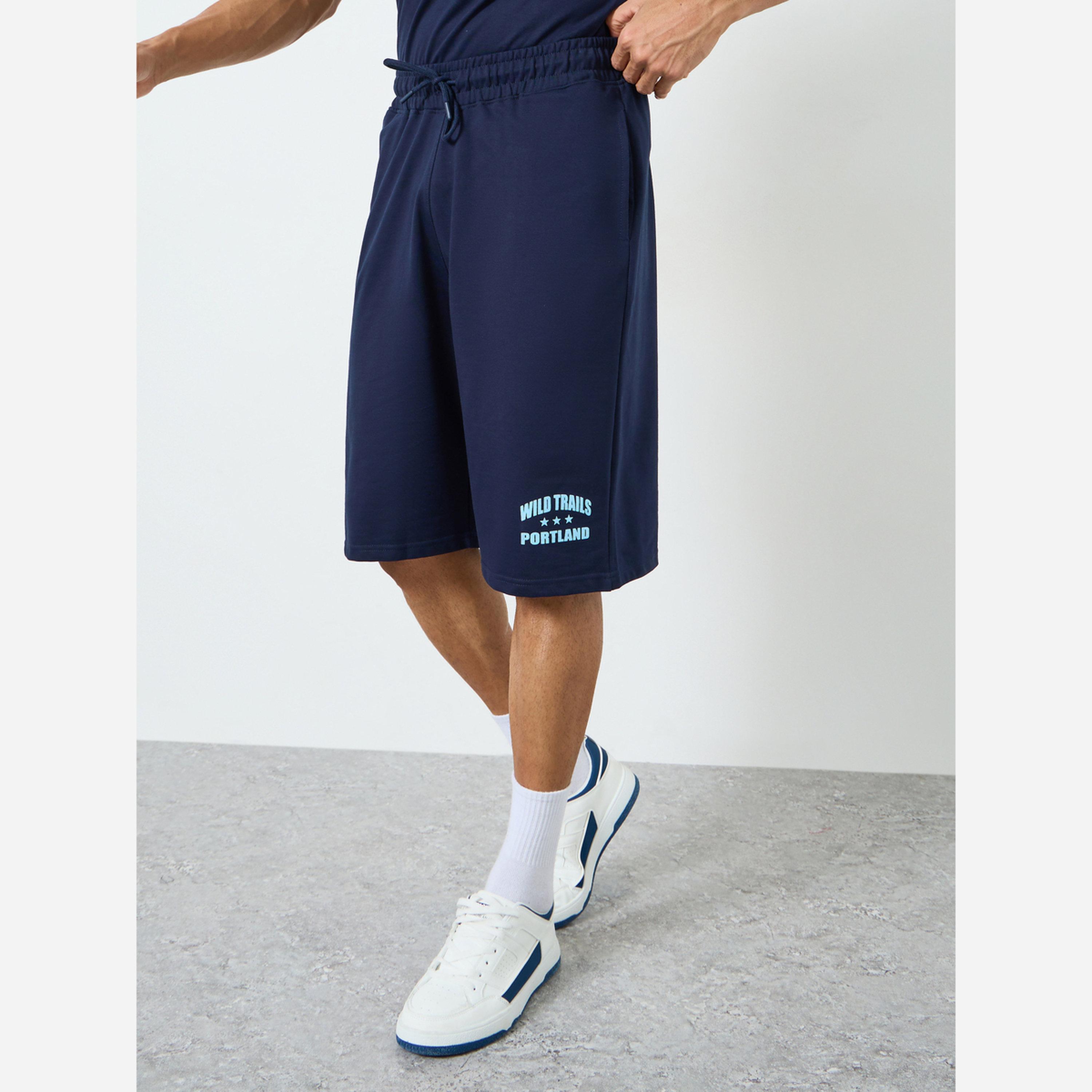 Styli Men Minimal Print Oversized T-Shirt and Shorts Set-men-clothing-coordsets-image-4