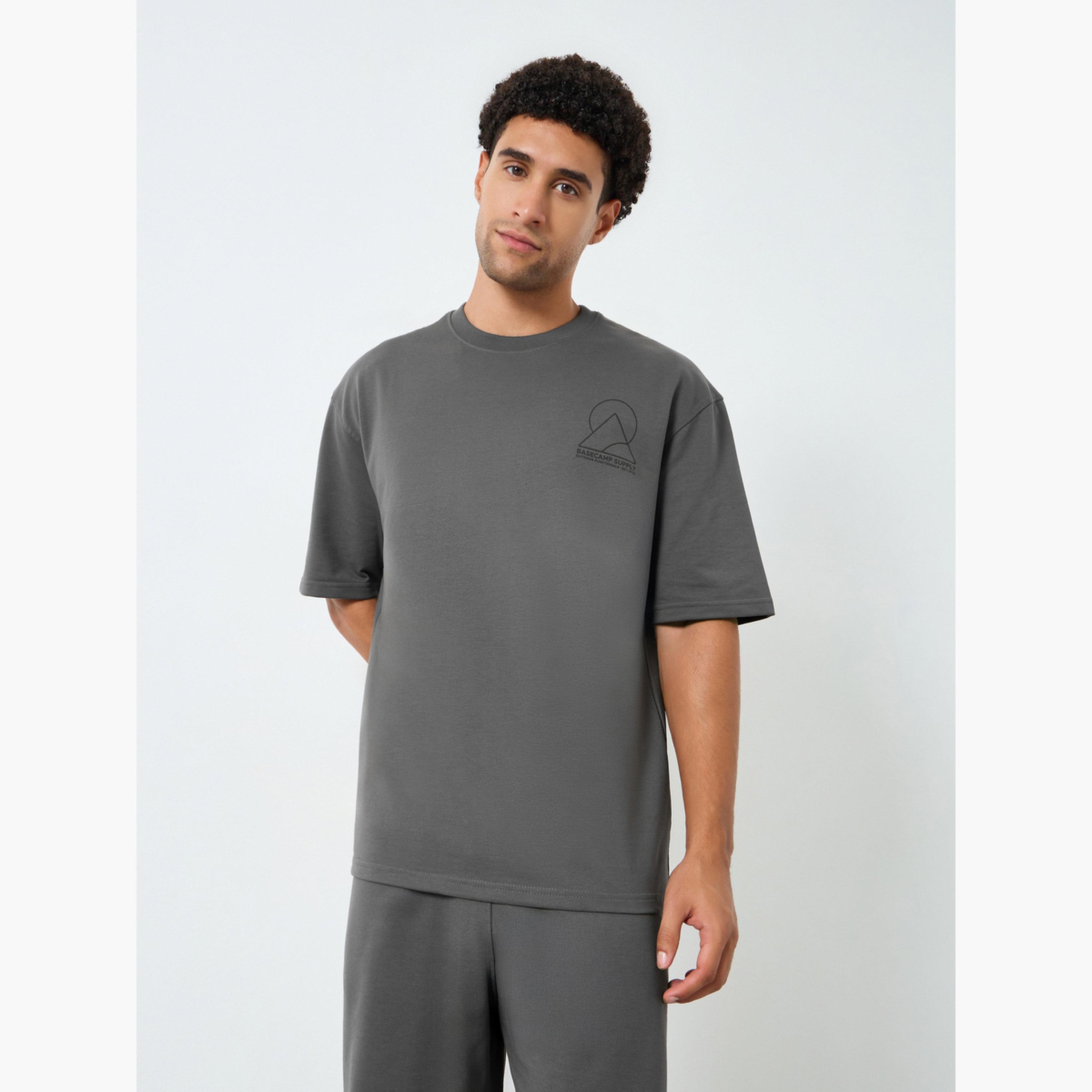 Styli Men Grey Short Sleeve T-Shirt and Shorts Co-Ords-men-clothing-coordsets-image-2
