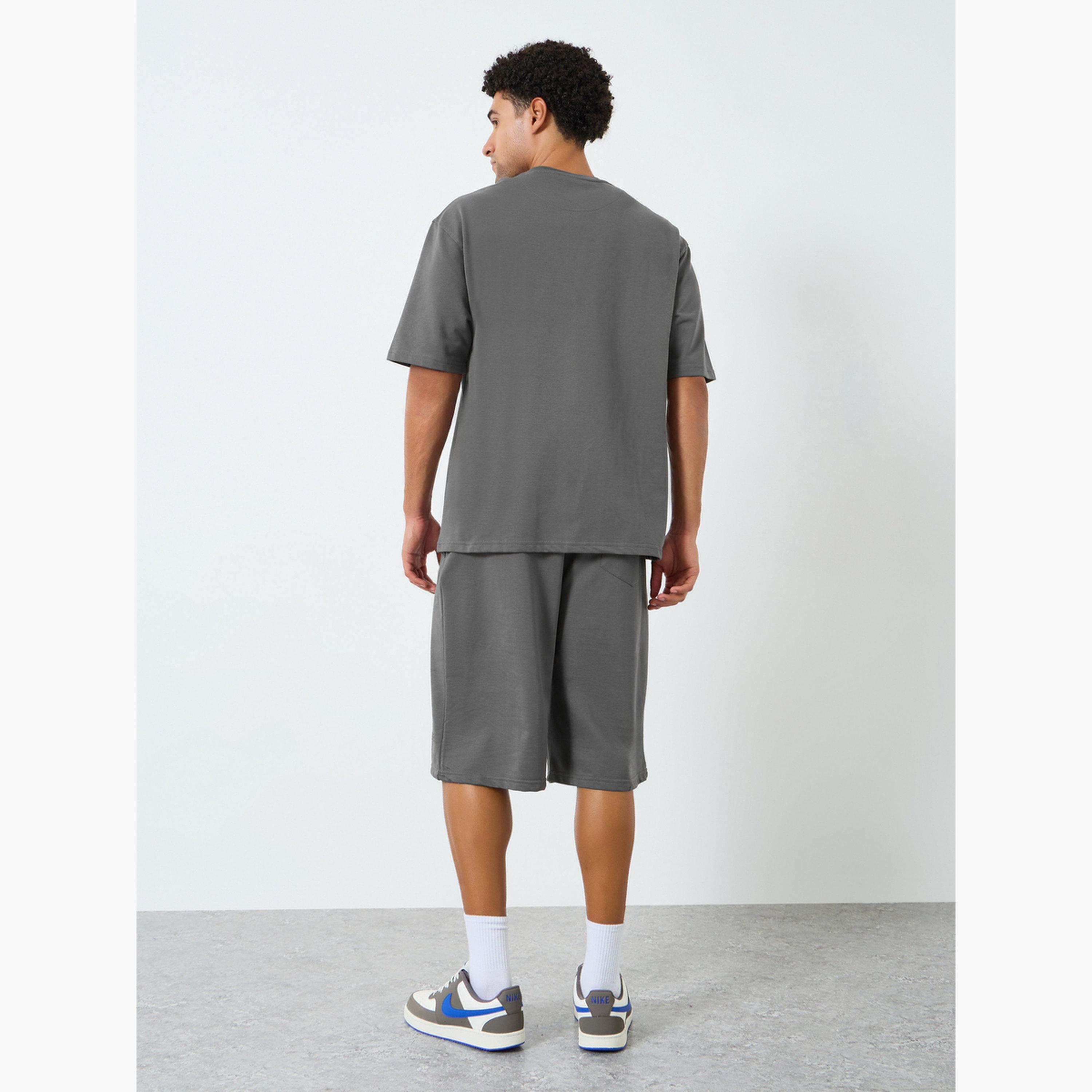 Styli Men Grey Short Sleeve T-Shirt and Shorts Co-Ords-men-clothing-coordsets-image-5