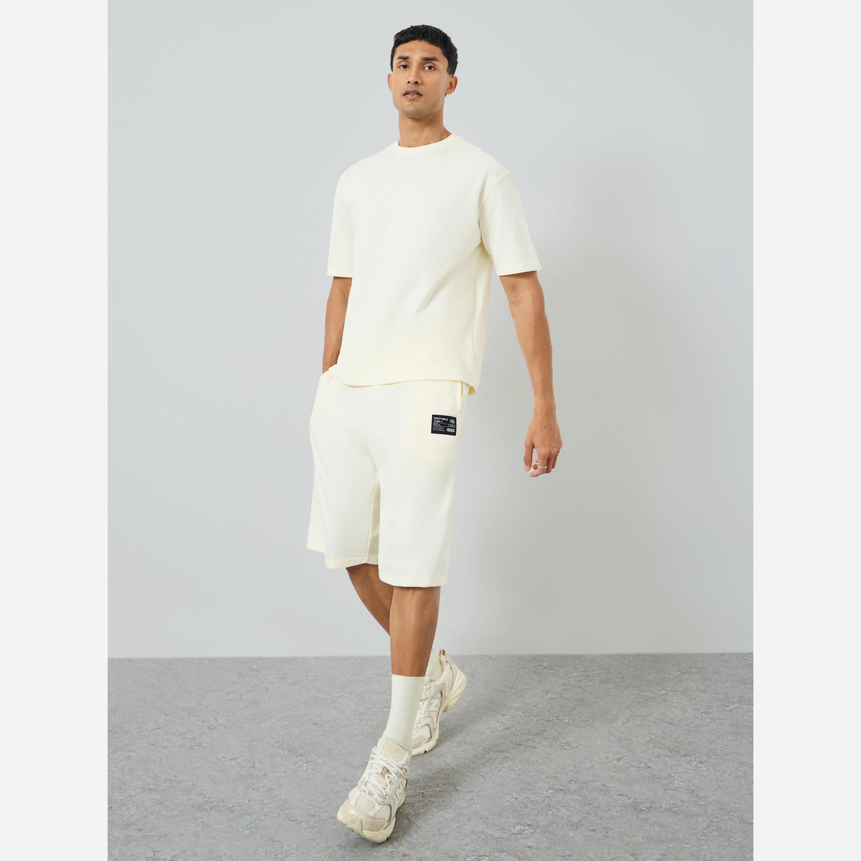 Styli Men Oversized Badge Detail T-Shirt and Shorts Co-Ords-men-clothing-coordsets-image-1