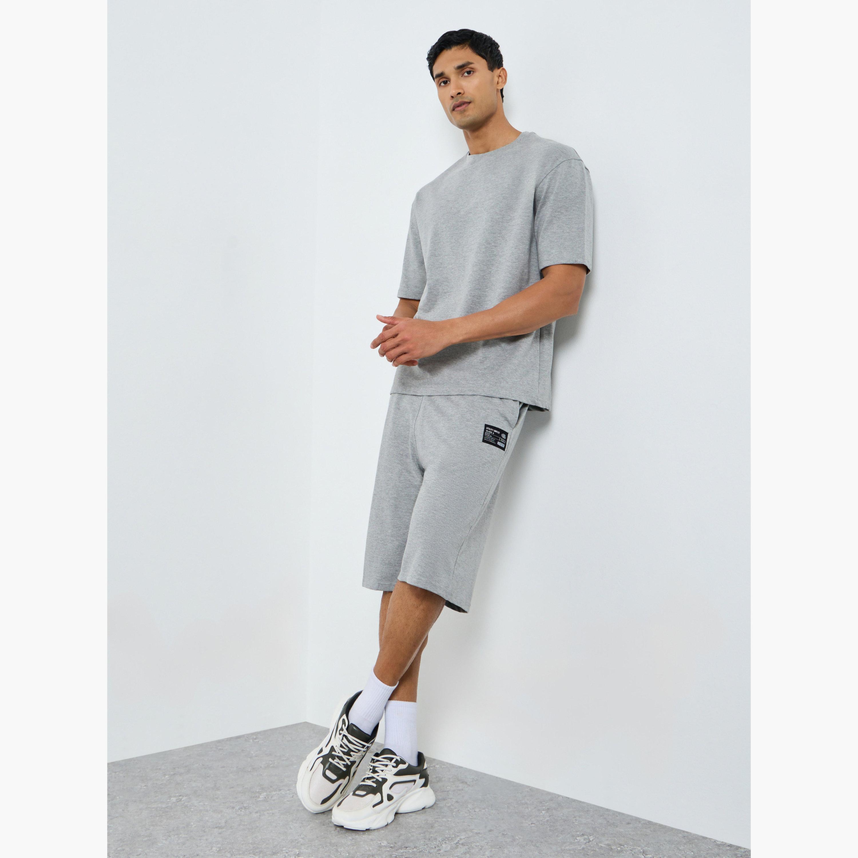 Styli Men Grey Short Sleeve T-Shirt and Shorts Co-Ords-men-clothing-coordsets-image-1