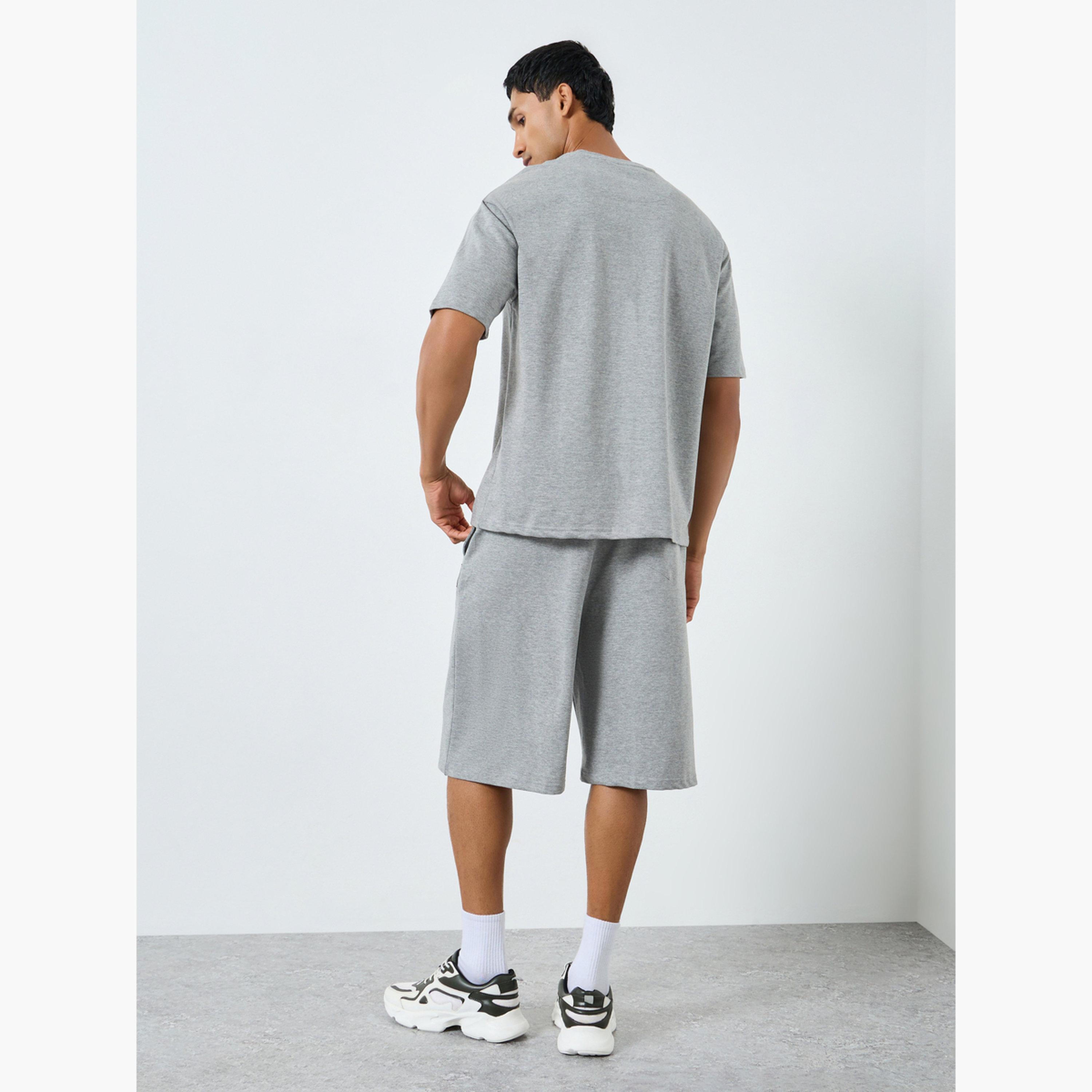 Styli Men Grey Short Sleeve T-Shirt and Shorts Co-Ords-men-clothing-coordsets-image-5