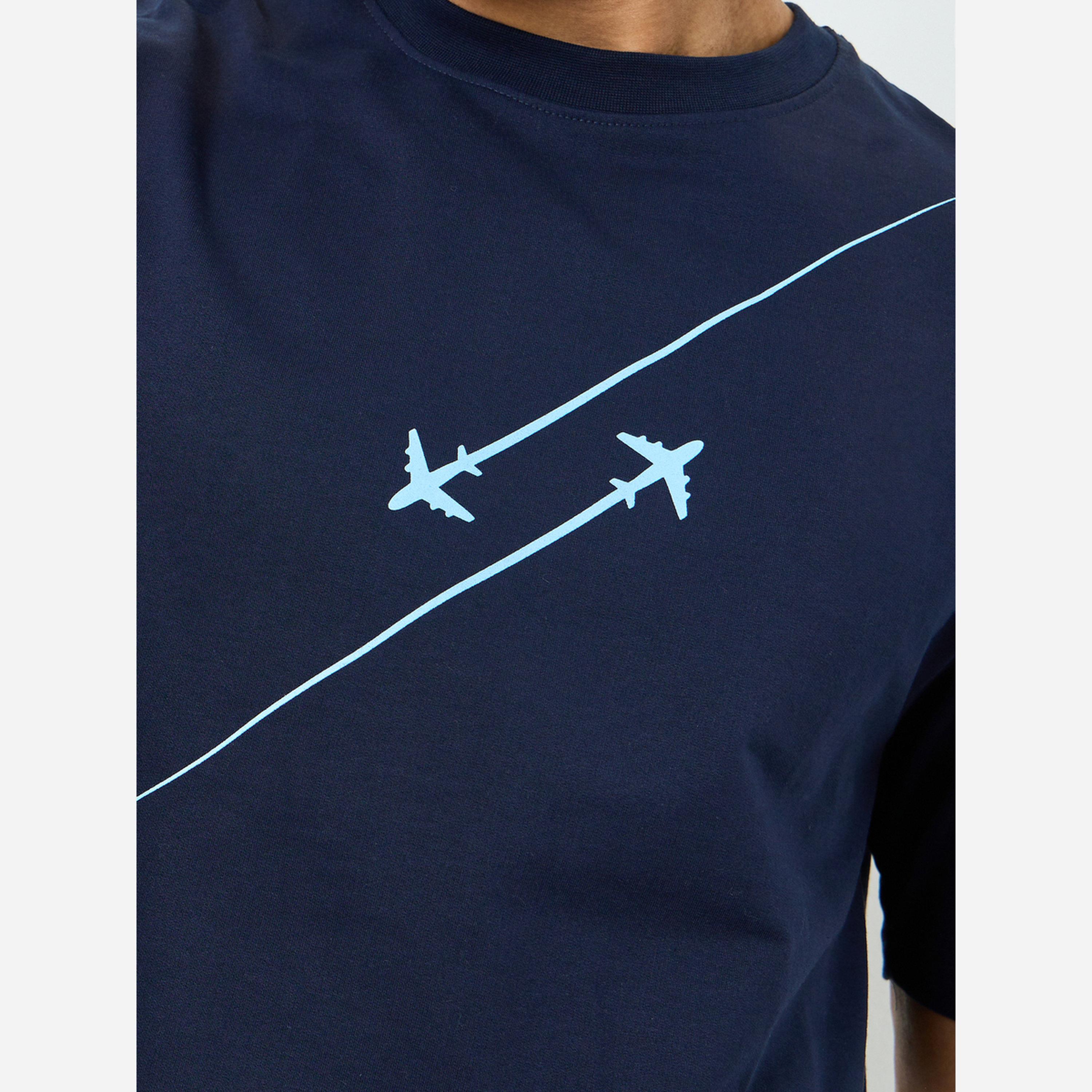 Styli Men Oversized Minimal Print T-Shirt and Shorts Co-Ords-men-clothing-coordsets-image-3
