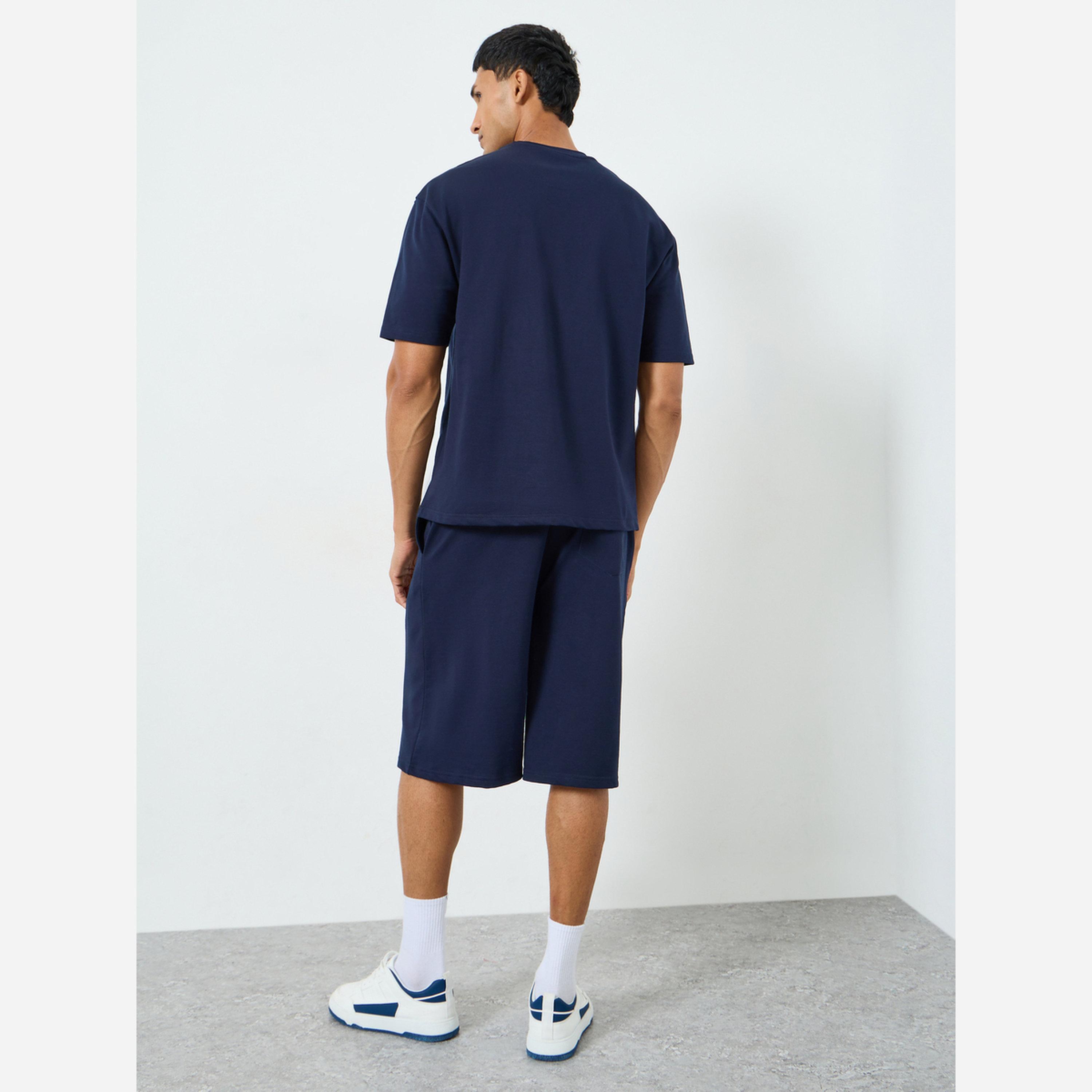 Styli Men Oversized Minimal Print T-Shirt and Shorts Co-Ords-men-clothing-coordsets-image-5