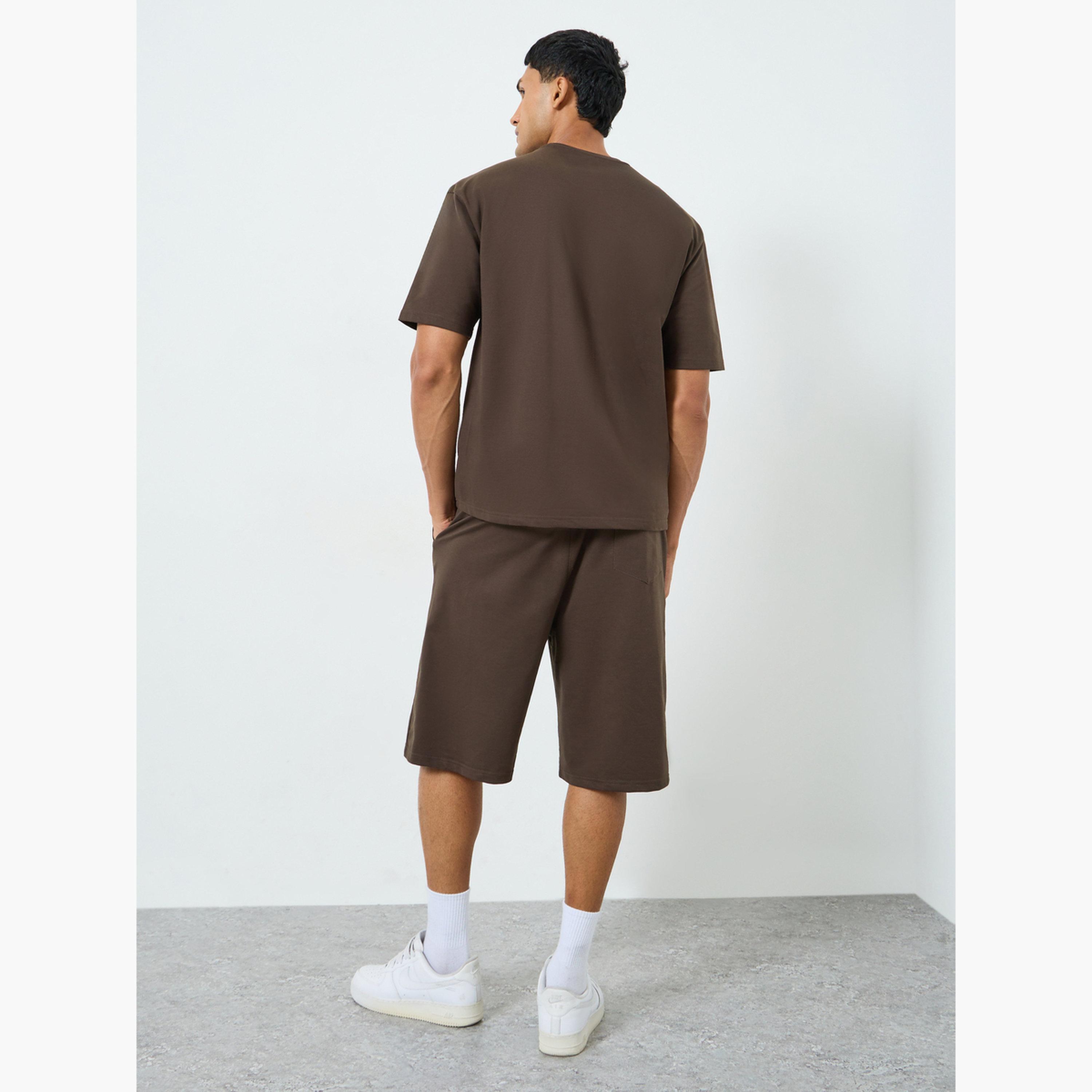 Styli Men Brown Graphic Print T-Shirt and Shorts Co-Ords-men-clothing-coordsets-image-5